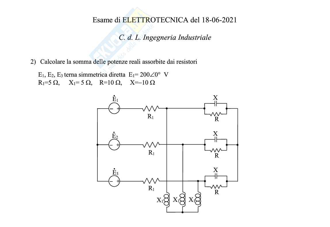 Esercizi svolti di Elettrotecnica sui sistemi trifase Pag. 6
