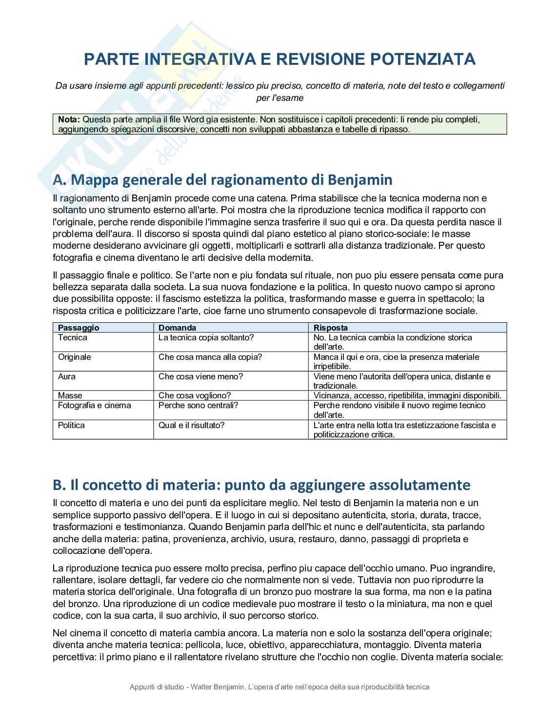 Riassunto esame Fondamenti di conservazione dell'edilizia storica, Prof. Ratti Andrea, libro consigliato L'opera d'arte nell'epoca della sua riproducibilità tecnica, Benjamin  Pag. 16