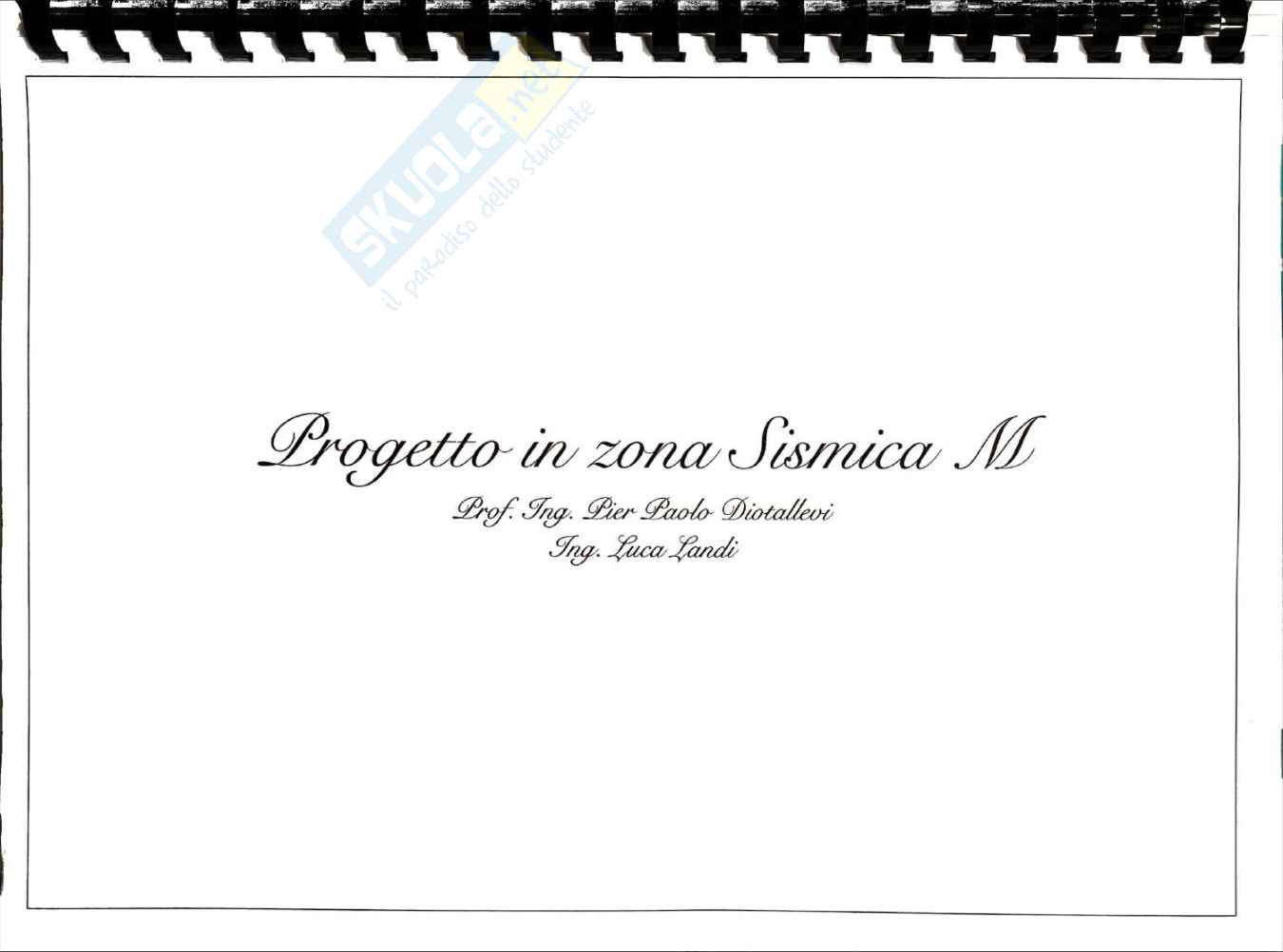 Progetto in zona sismica - Appunti Teoria - Parte 1 Pag. 1