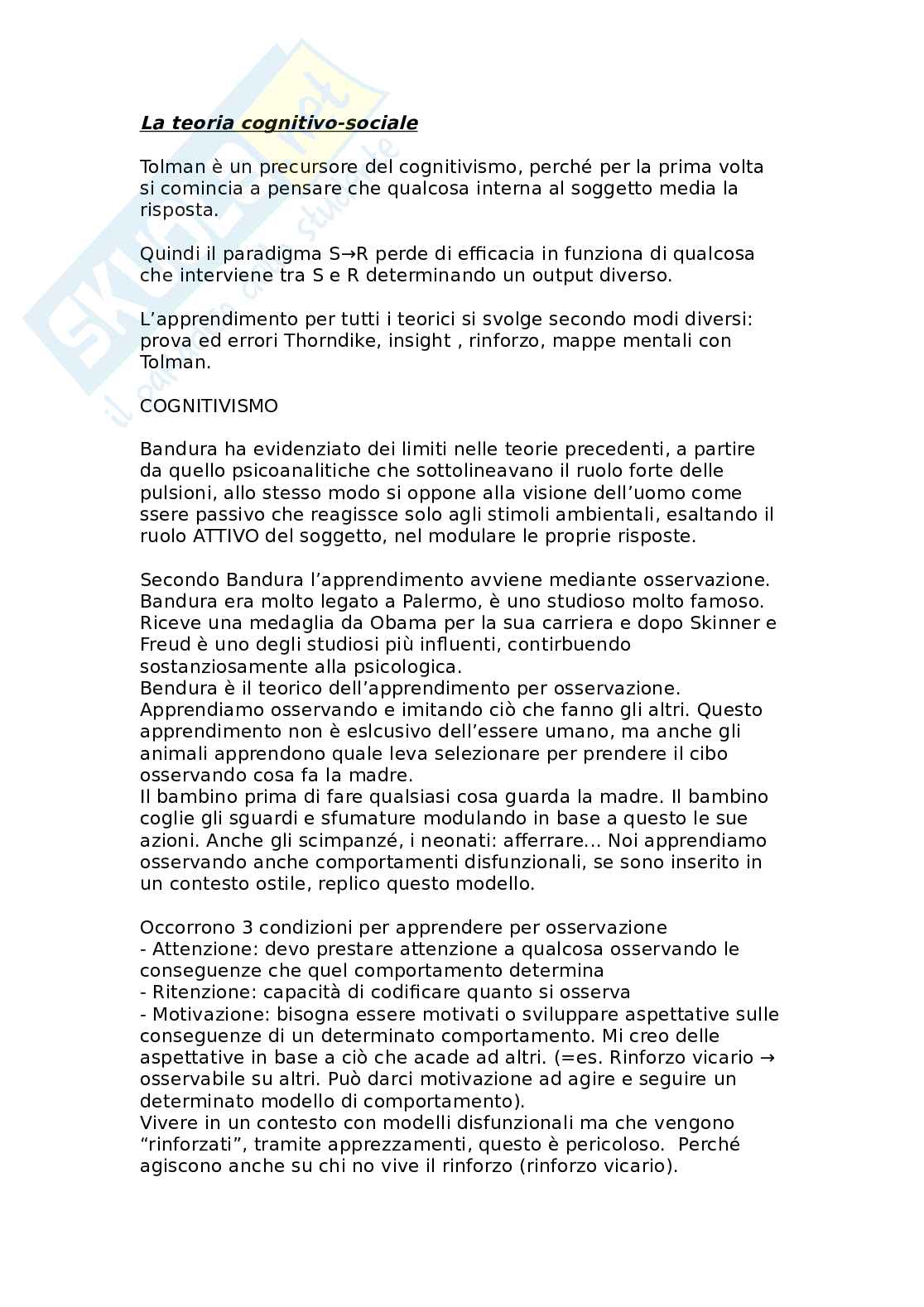 Teoria cognitivo-sociale e l'acquisizione del linguaggio Pag. 1