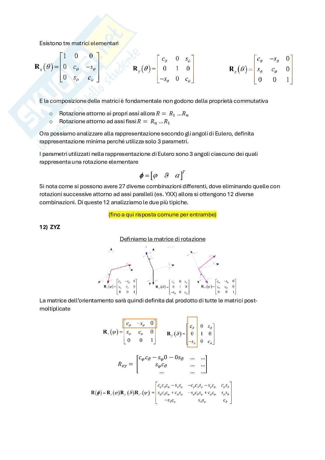 Risposte domande d'esame di Meccanica dei robot Pag. 31