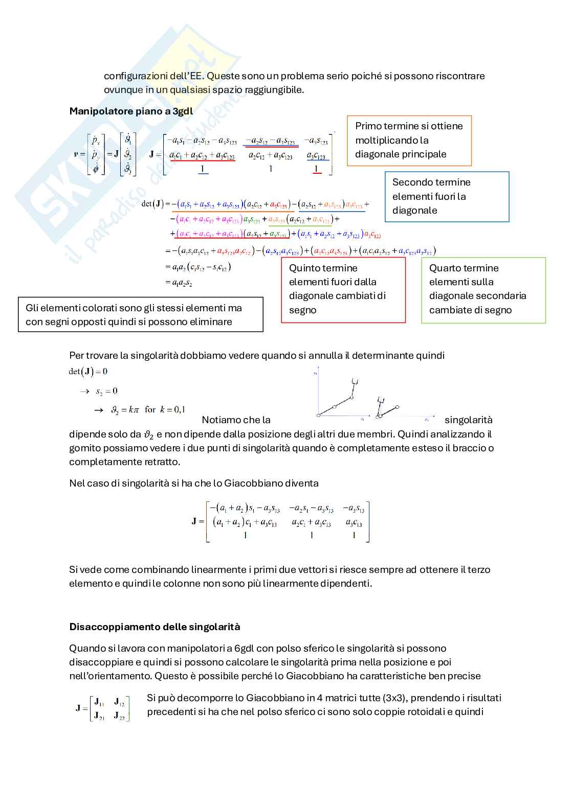 Risposte domande d'esame di Meccanica dei robot Pag. 56