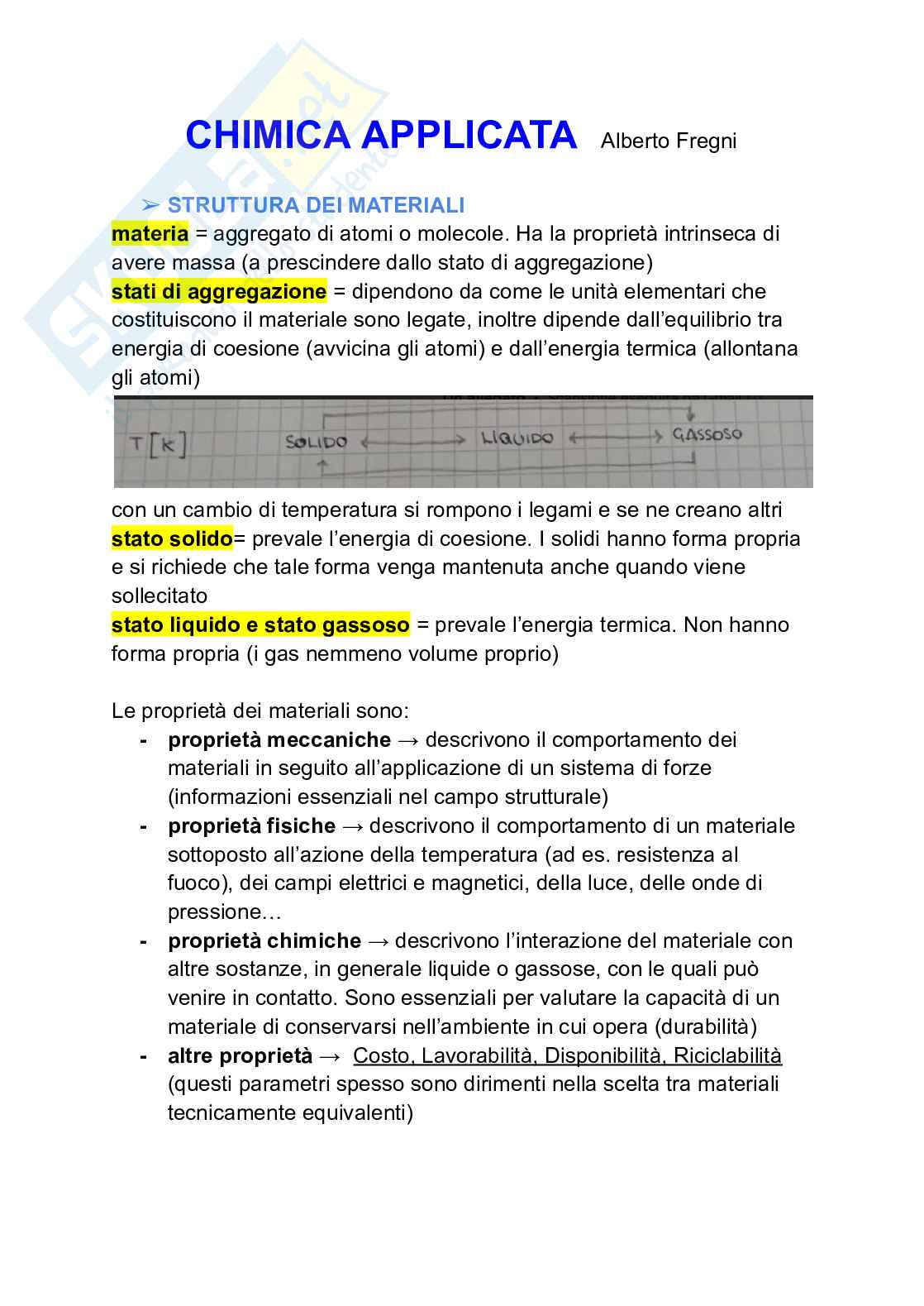Appunti di Chimica applicata non completi Pag. 1