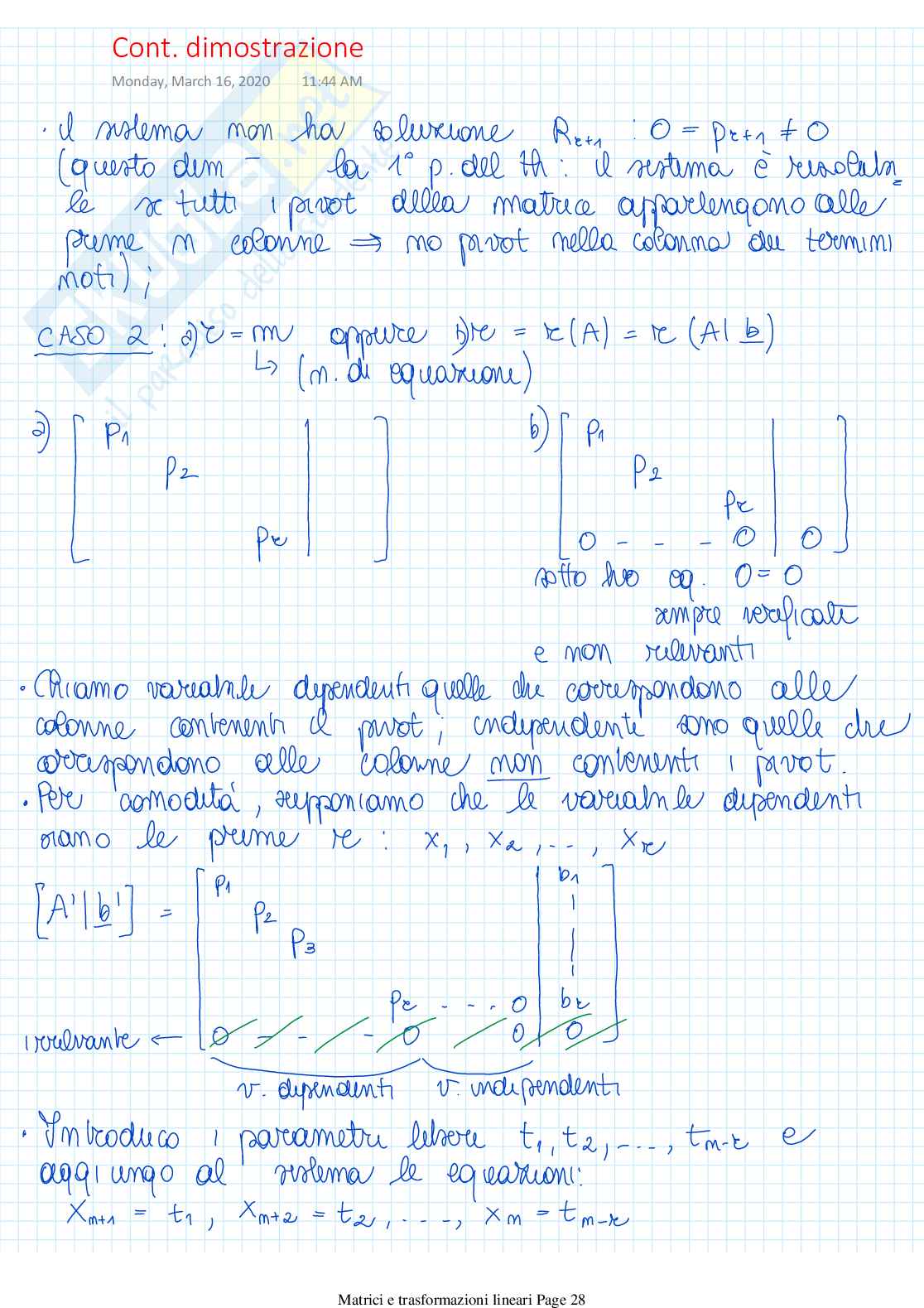 Matrici e trasformazioni lineari Pag. 26