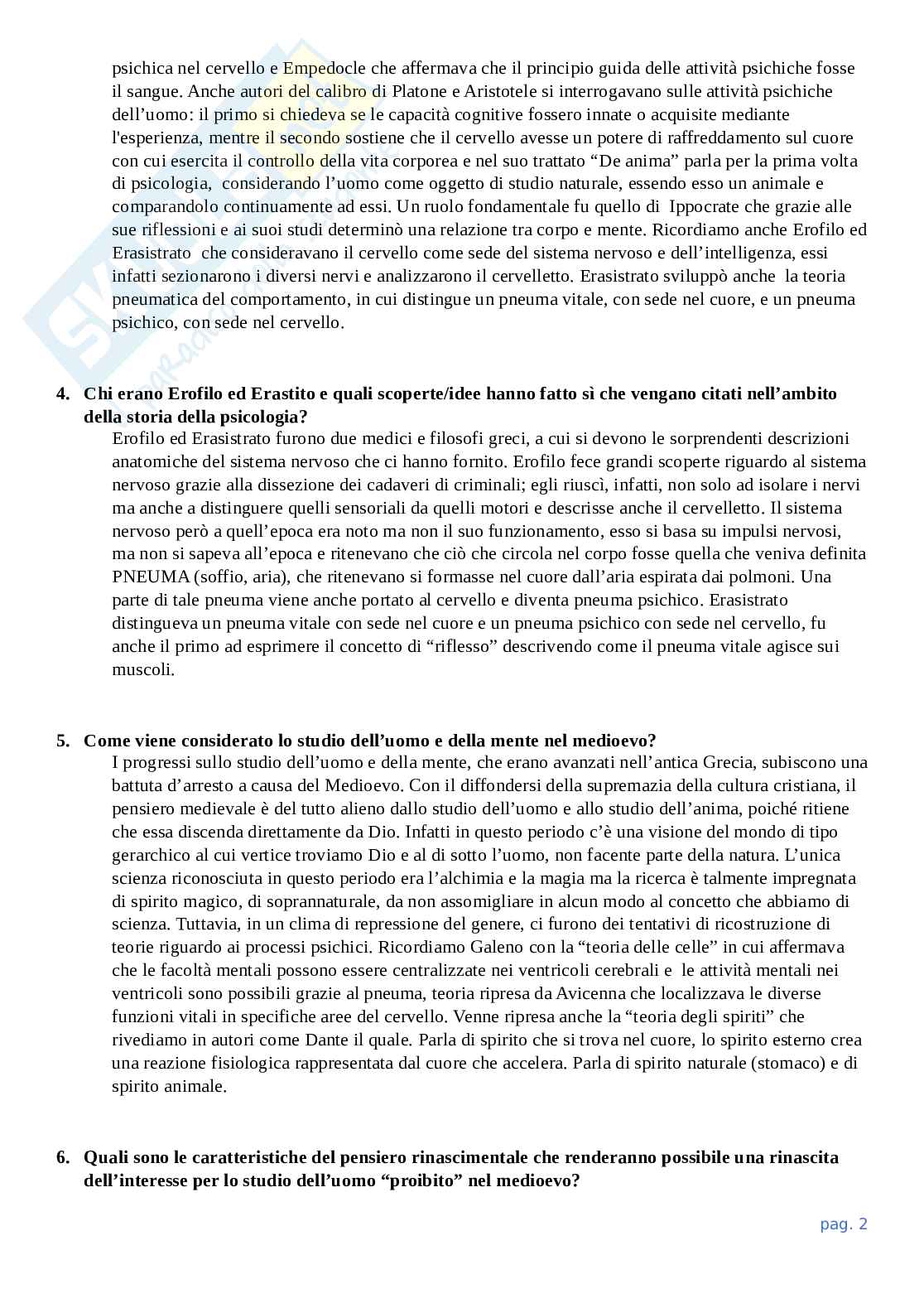 Domande e risposte esame orale di Storia della psicologia Pag. 2