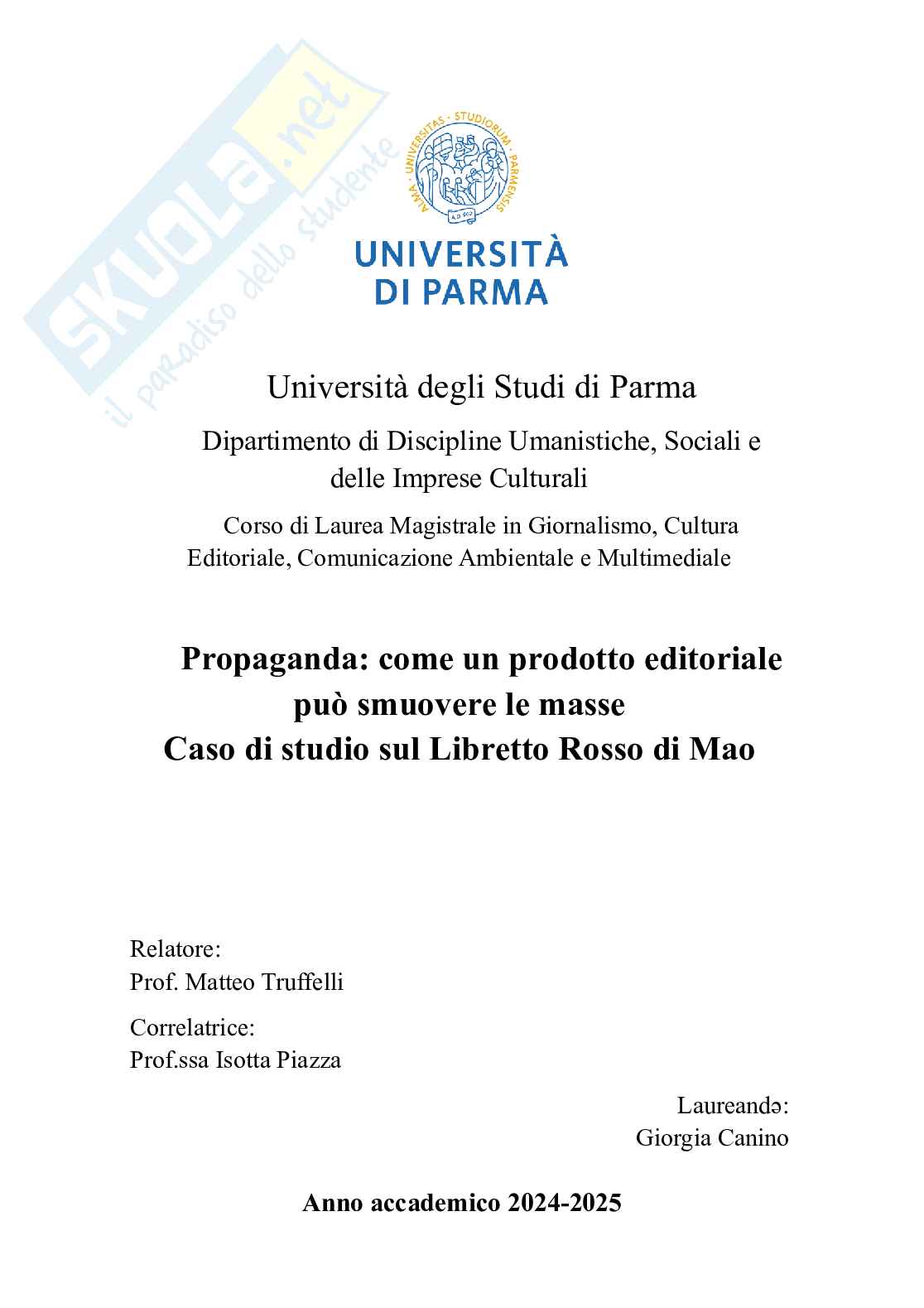 Propaganda: come un prodotto editoriale  può smuovere le masse. Caso di studio sul Libretto Rosso di Mao Pag. 1