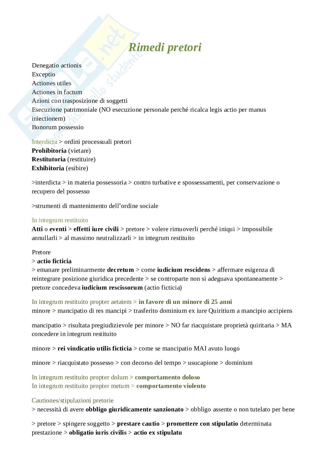 Riassunto esame diritto privato romano, prof. Trisciuoglio, libro consigliato Manuale di diritto privato romano, Marrone Pag. 11