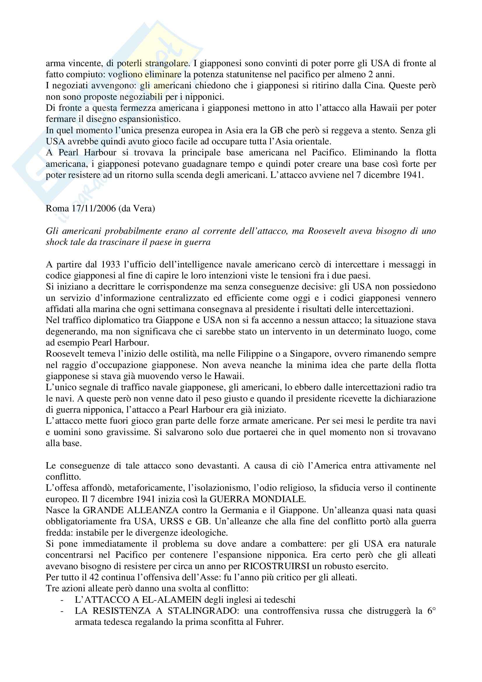 Storia delle relazioni internazionali Pag. 6