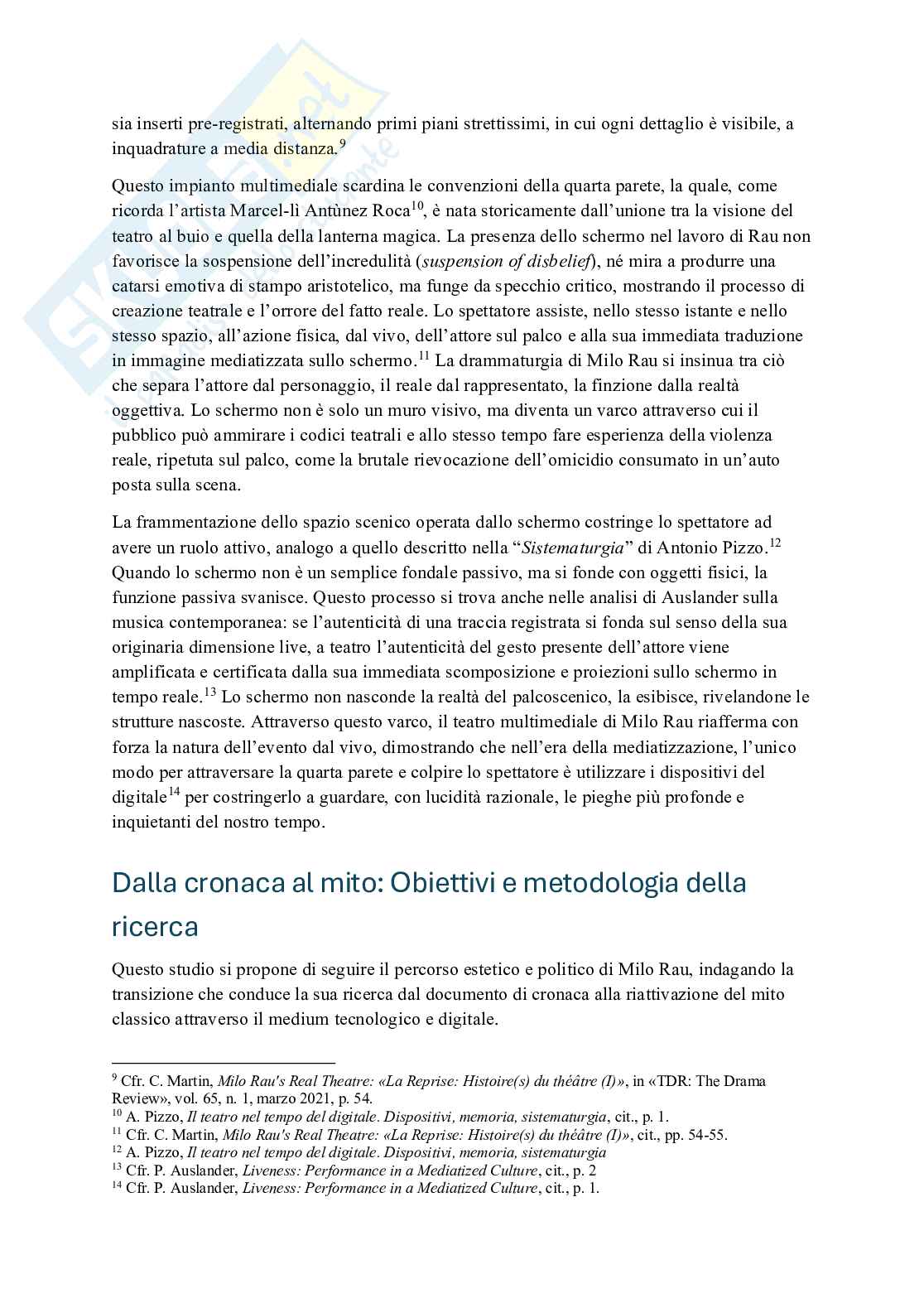 Milo Rau: dispositivi digitali tra performance dal vivo e immagine mediale, tra spettatore e costruzione del reale Pag. 6