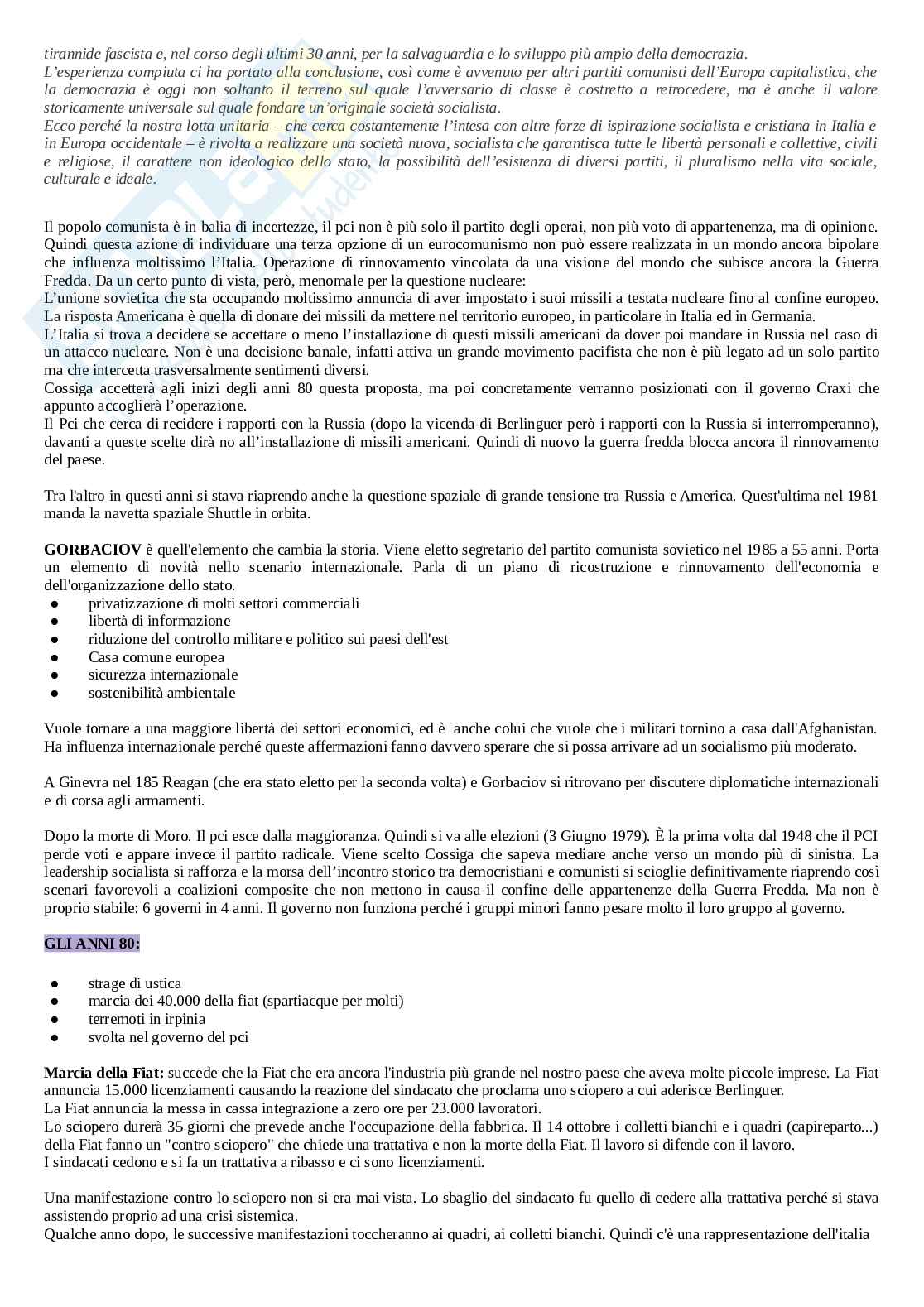 Riassunto esame Storia della società contemporanea, Prof. Venturoli Cinzia, libro consigliato Storia dell'Italia contemporanea 1943 - 2019, Gentiloni Pag. 31