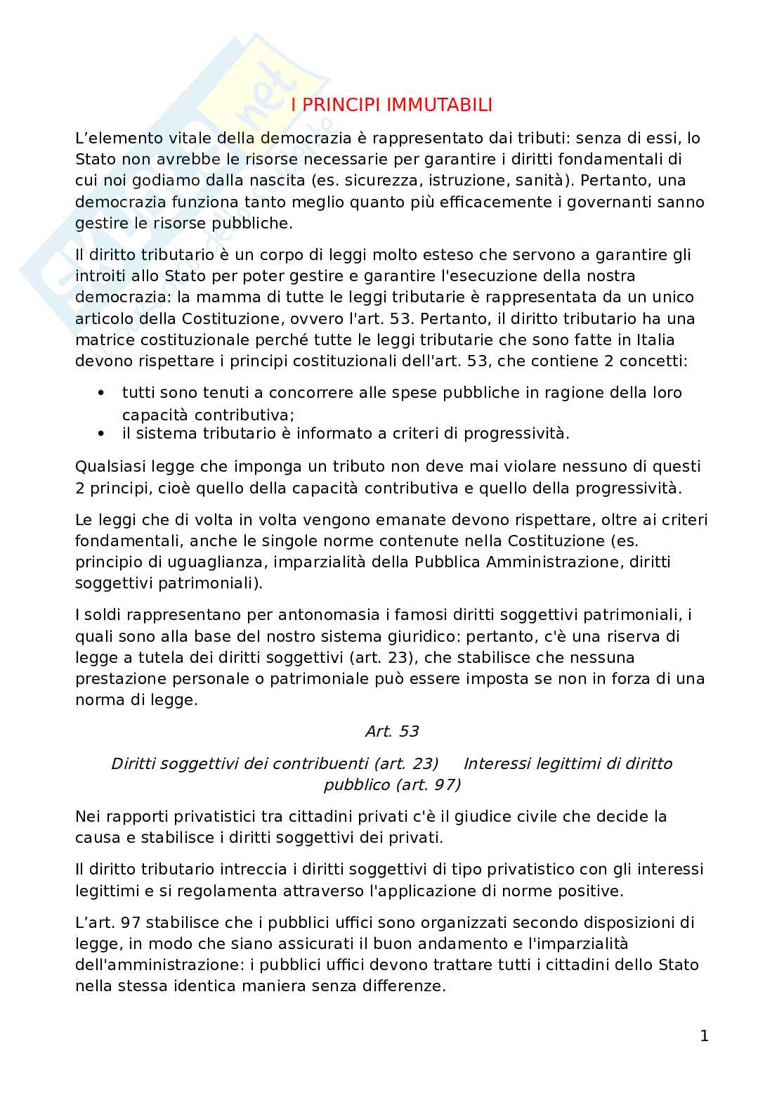 Appunti di Diritto tributario avanzato (6 crediti) Pag. 1