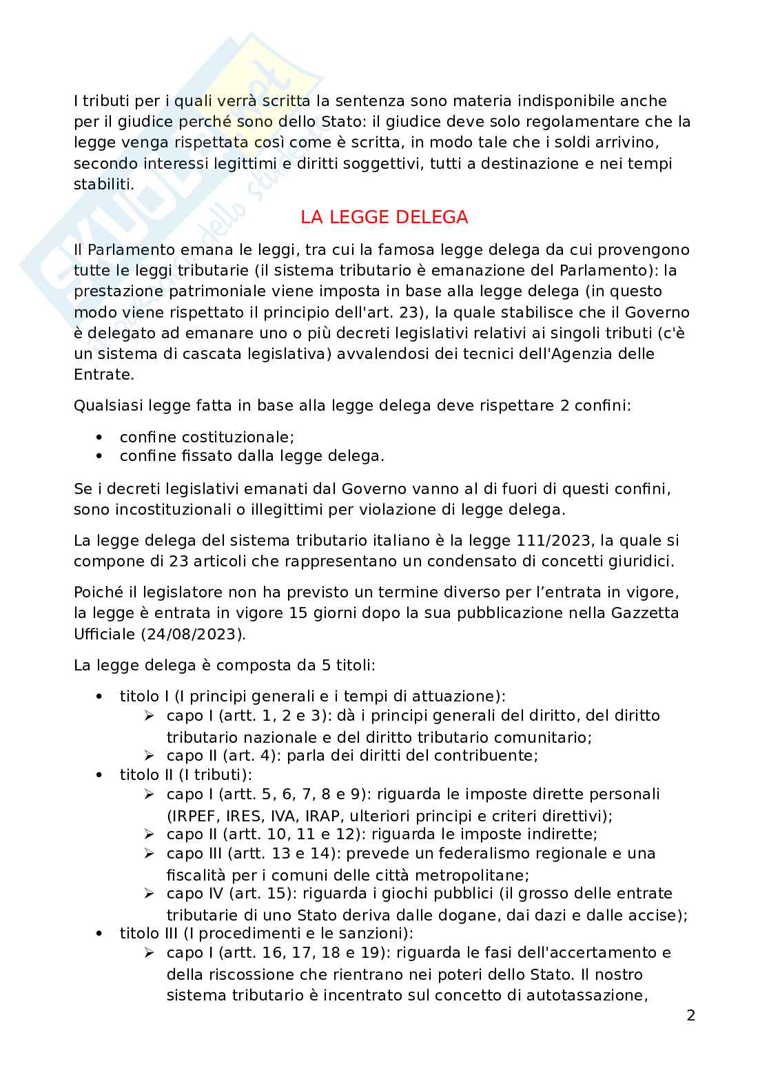 Appunti di Diritto tributario avanzato (6 crediti) Pag. 2