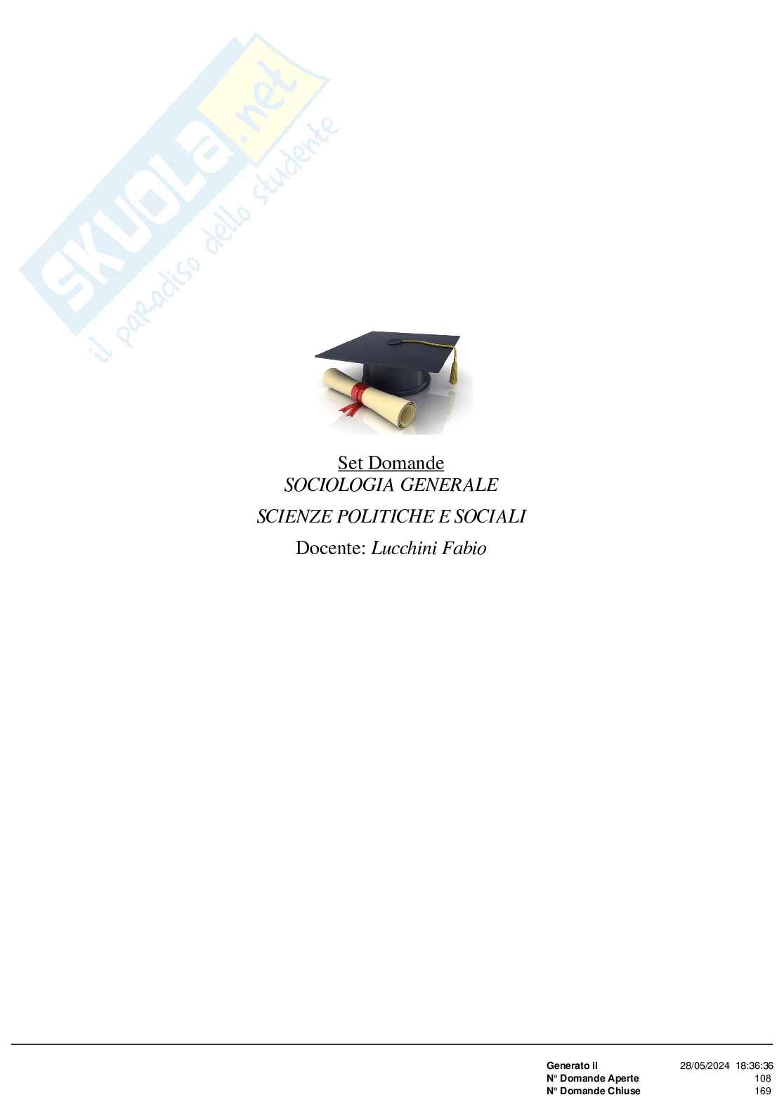 Paniere nuovo (2024) completo di Sociologia generale  Pag. 1