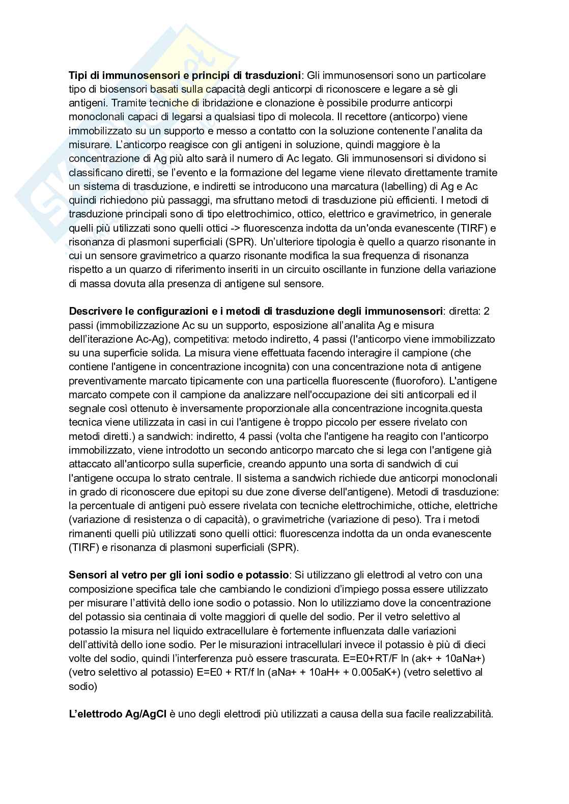 Domande esame Strumentazione biomedica Pag. 1