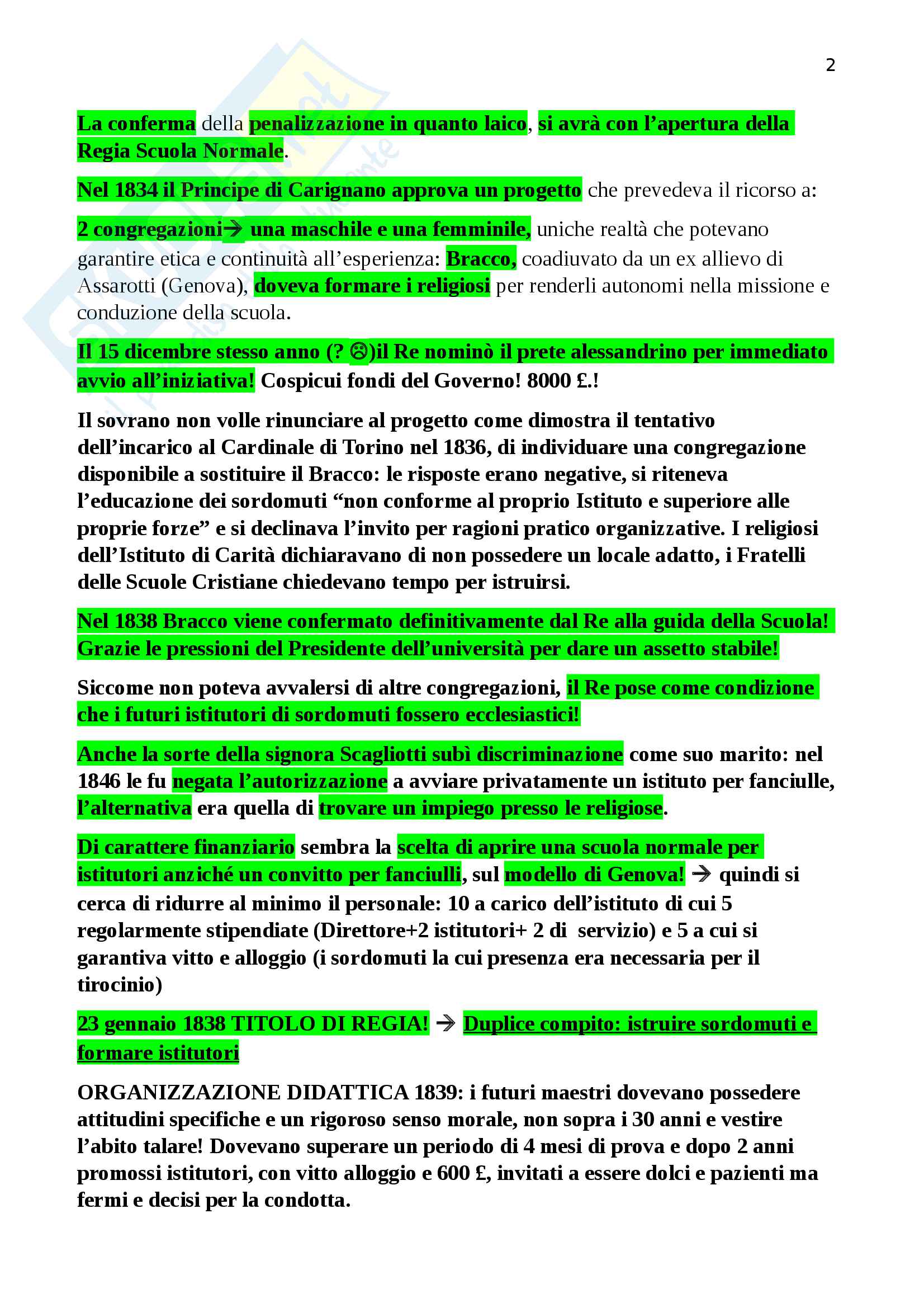 Riassunto esame storia della pedagogia, prof Morandini, libro consigliato La conquista della parola. L'educazione dei sordomuti a Torino tra Otto e Novecento Pag. 2