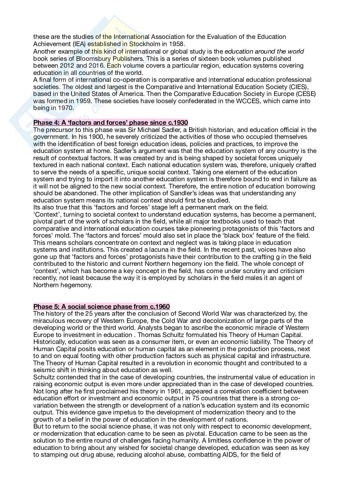 Riassunto esame Comparative history of education, Prof. Cadeddu Francesca, libro consigliato Origins and traditions in comparative education, Manzon Pag. 2