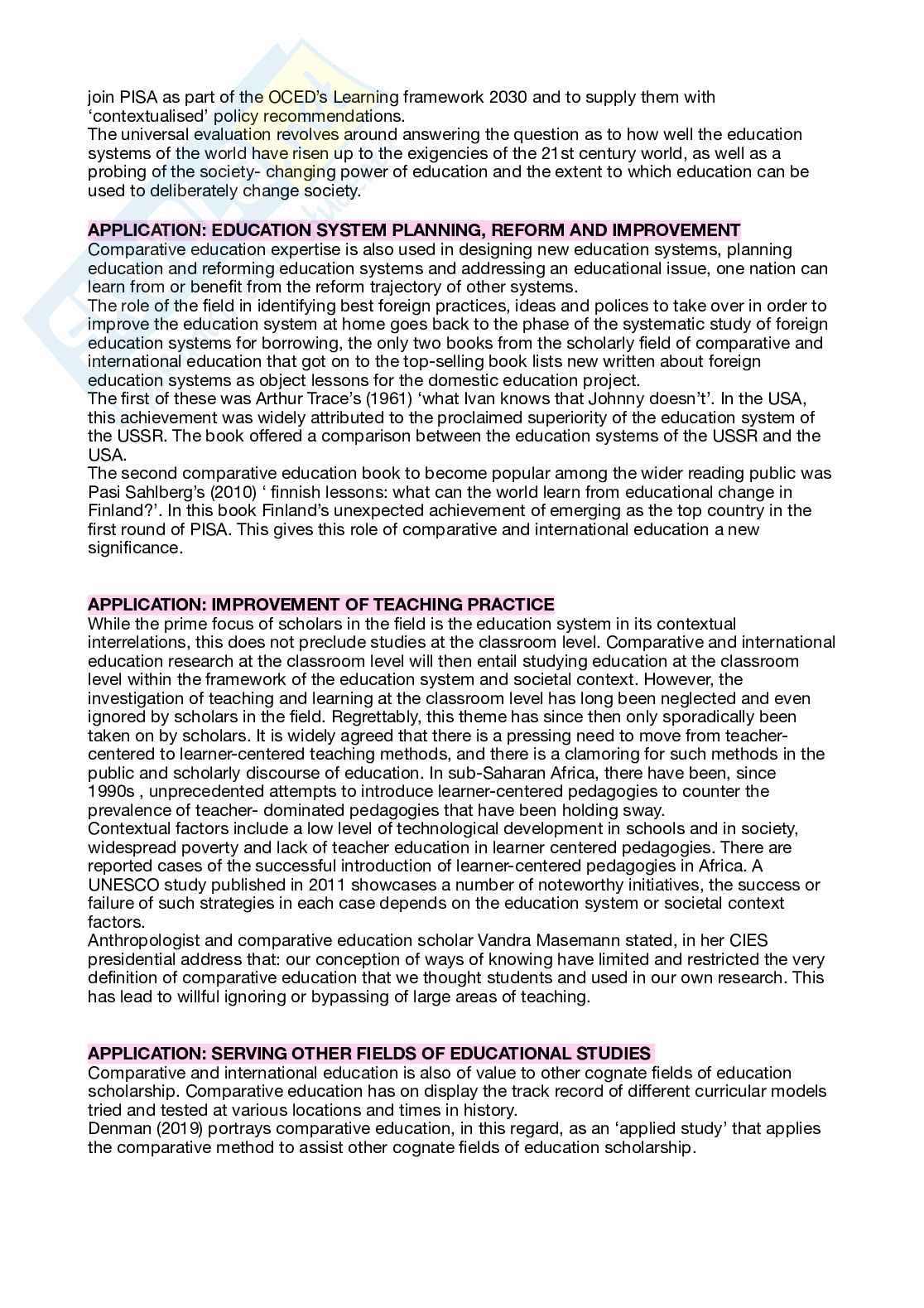 Riassunto esame Comparative history of education, Prof. Cadeddu Francesca, libro consigliato Origins and traditions in comparative education, Manzon Pag. 6