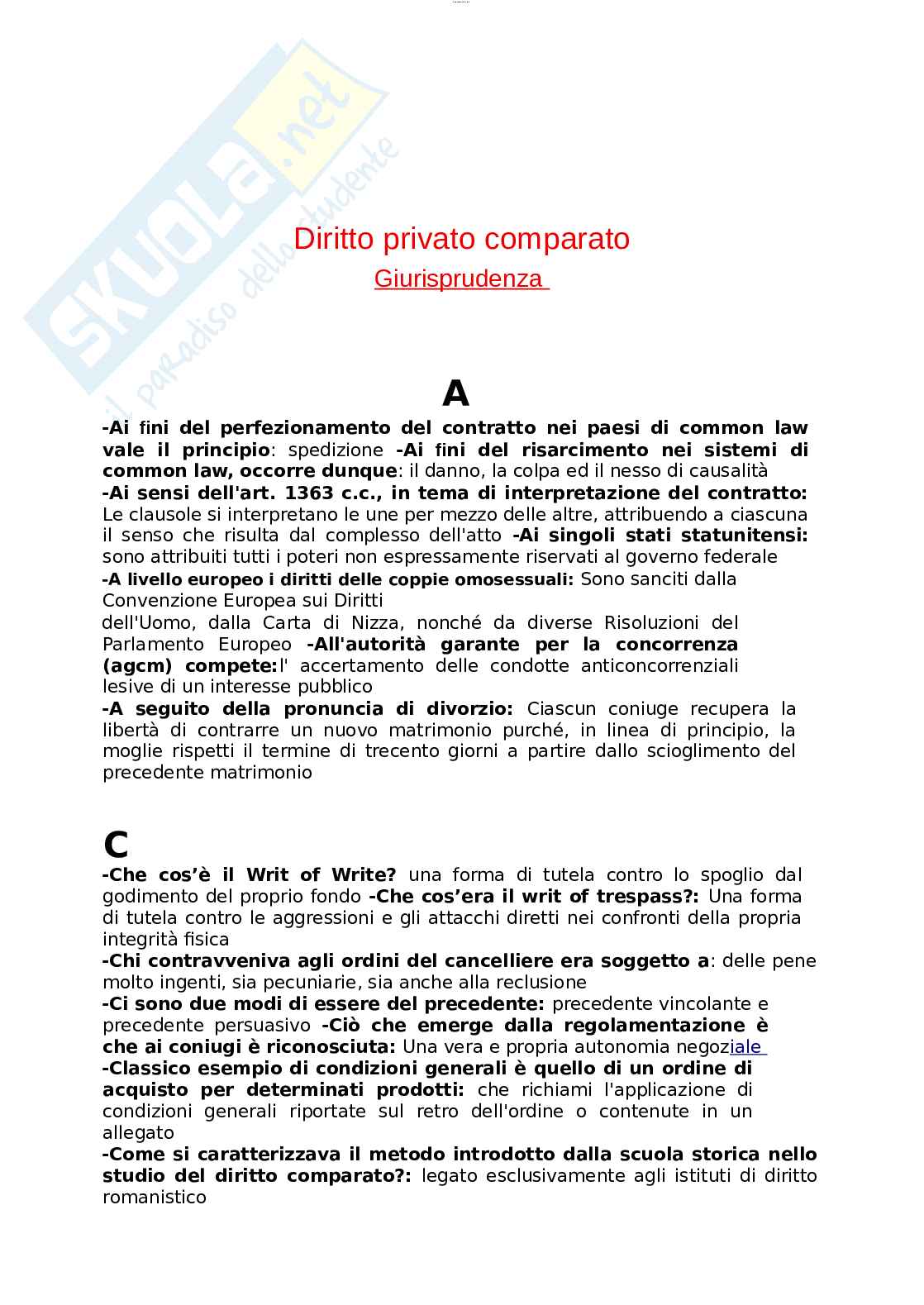 Paniere esame Diritto privato comparato Pag. 1