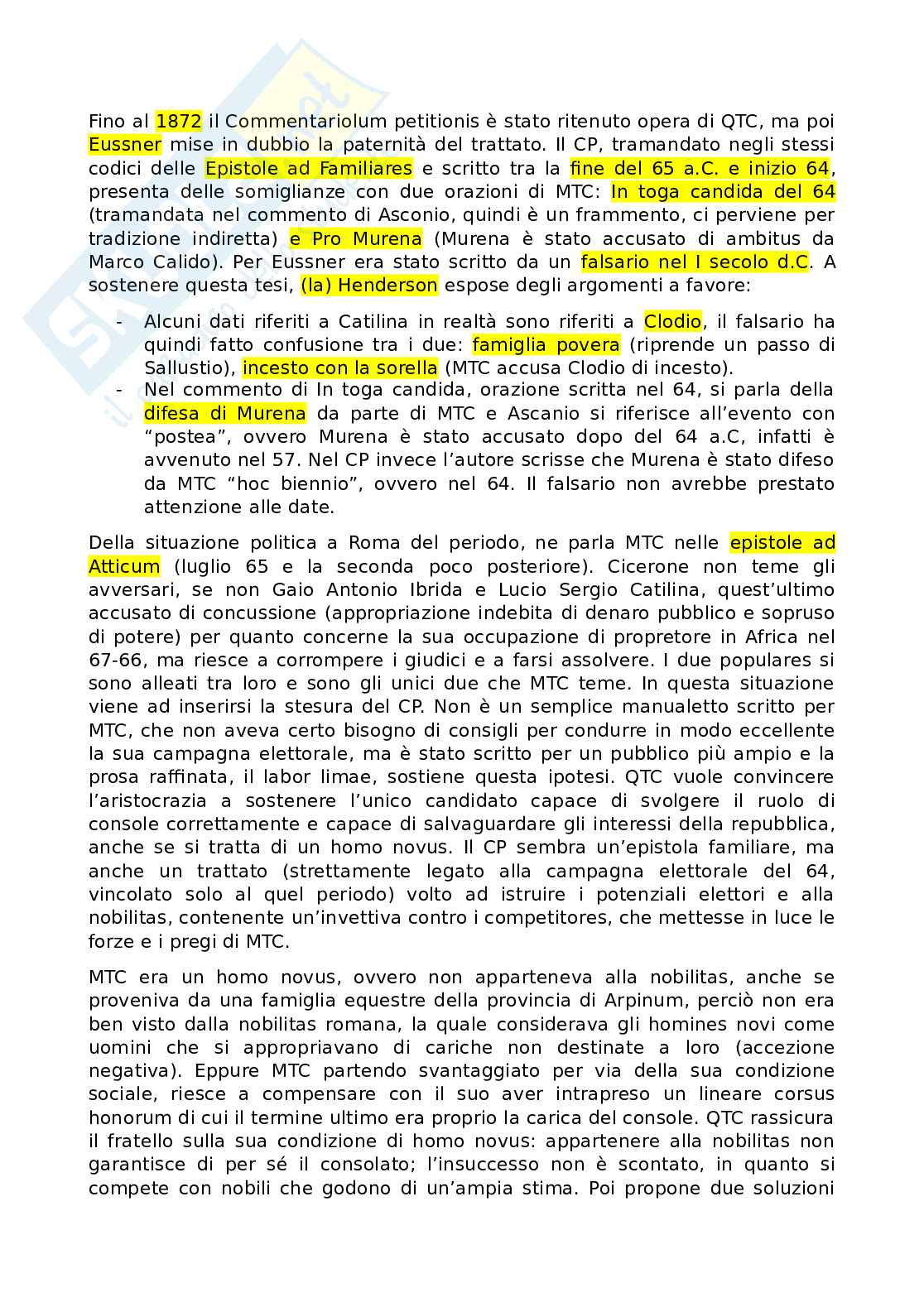 Commentariolum Petitionis - Quinto Tullio Cicerone Pag. 1
