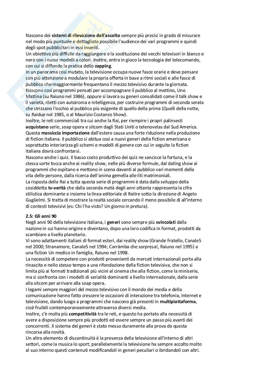 Riassunto esame Teorie e tecniche della televisione, Prof. Gavrila Mihaela, libro consigliato I generi televisivi, Grignaffini Pag. 6