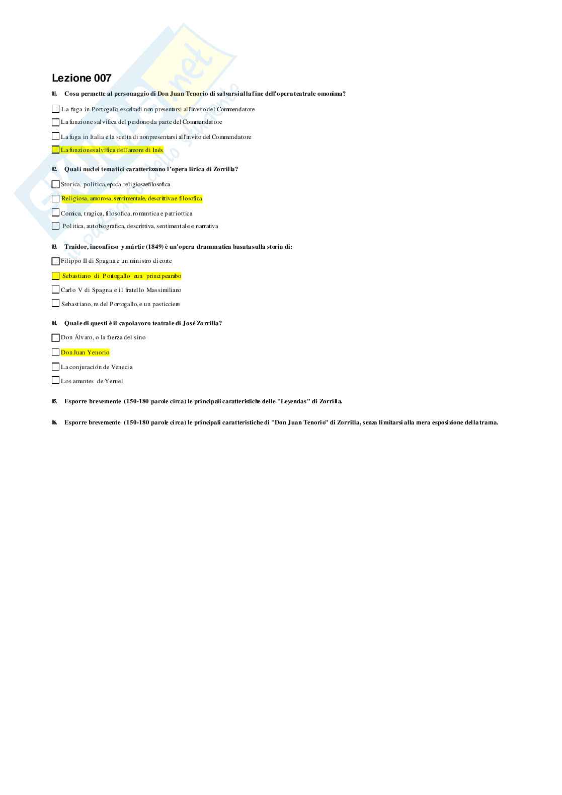 Paniere Letteratura spagnola 1 B  Pag. 11