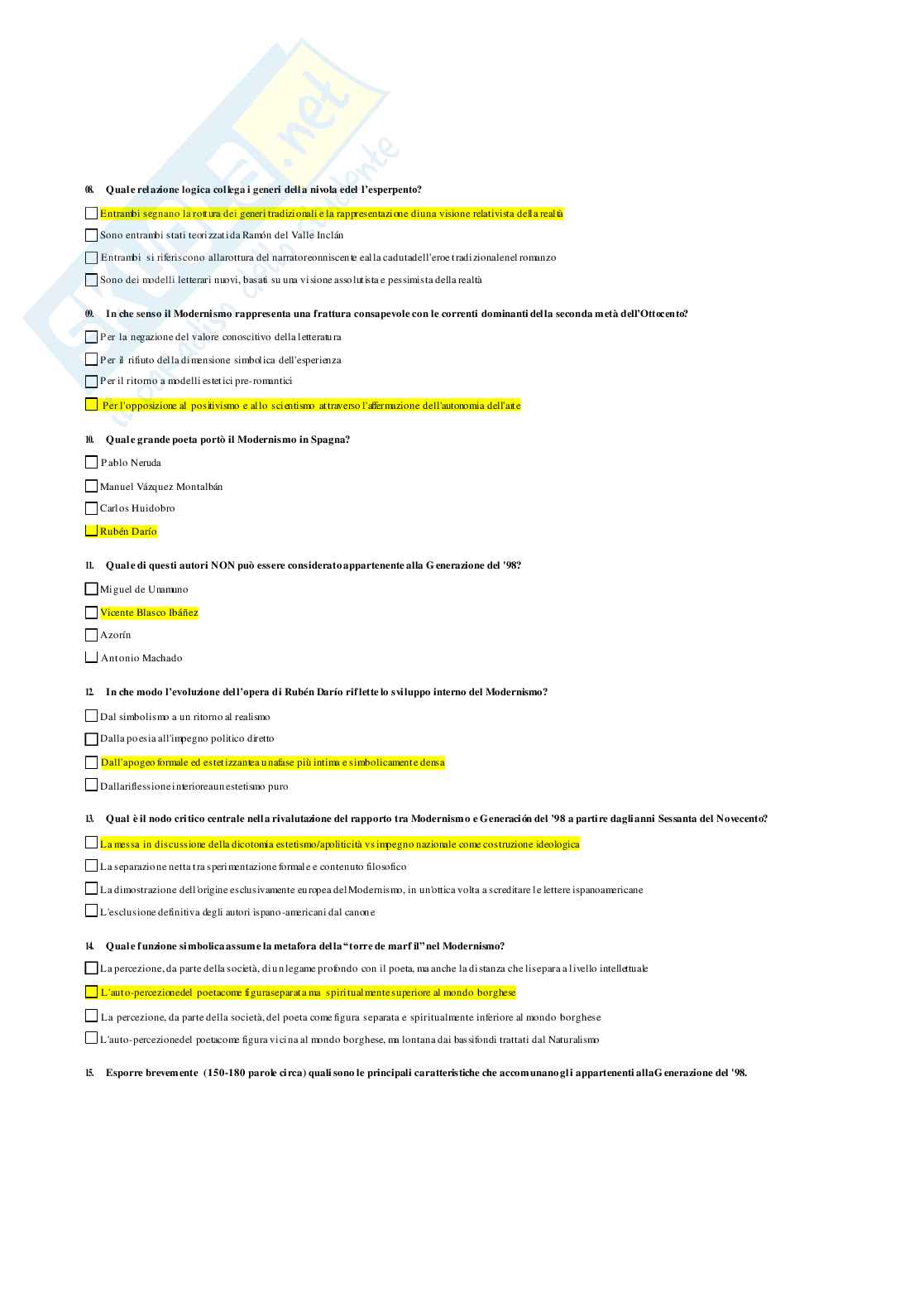 Paniere Letteratura spagnola 1 B  Pag. 36