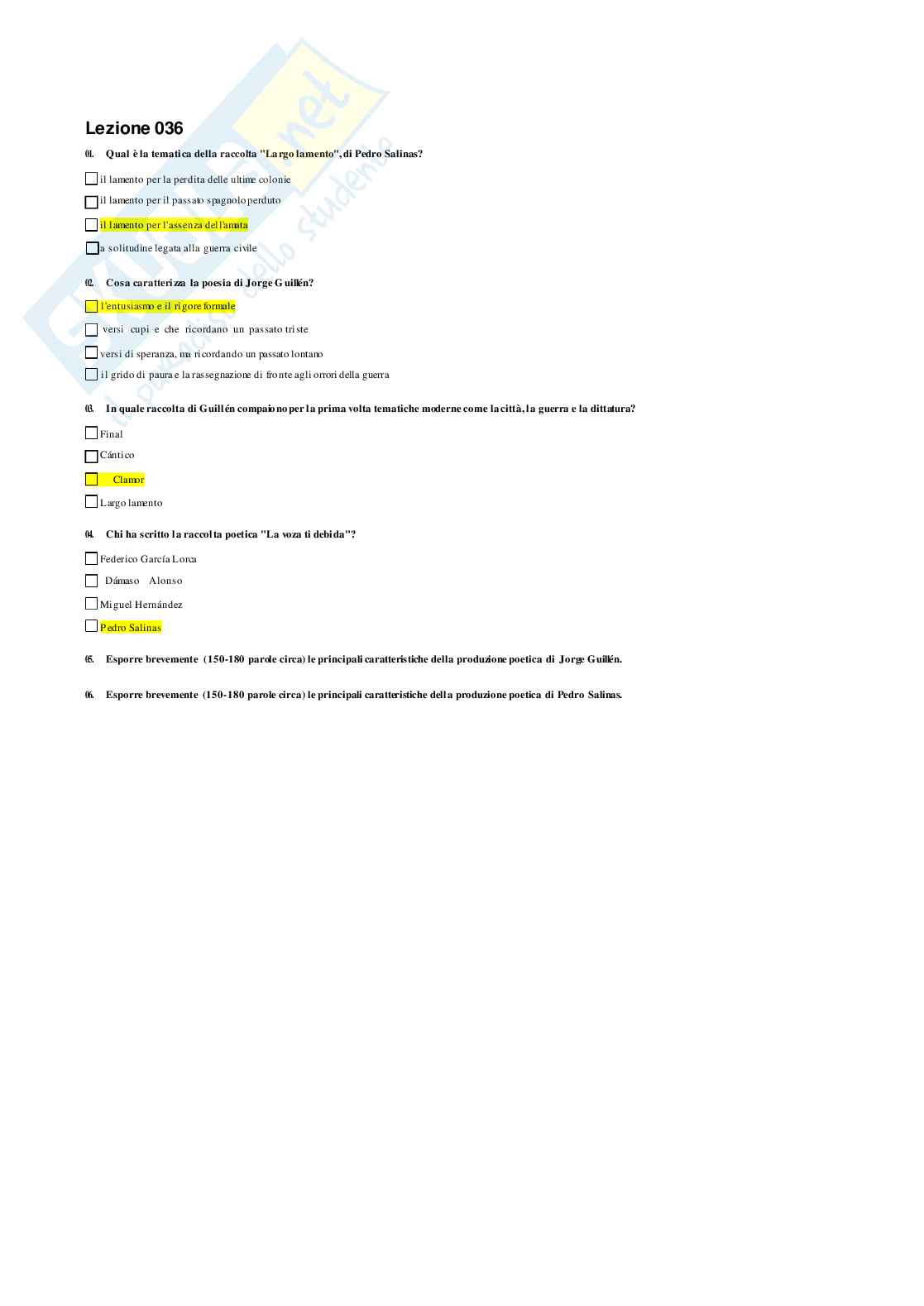 Paniere Letteratura spagnola 1 B  Pag. 51