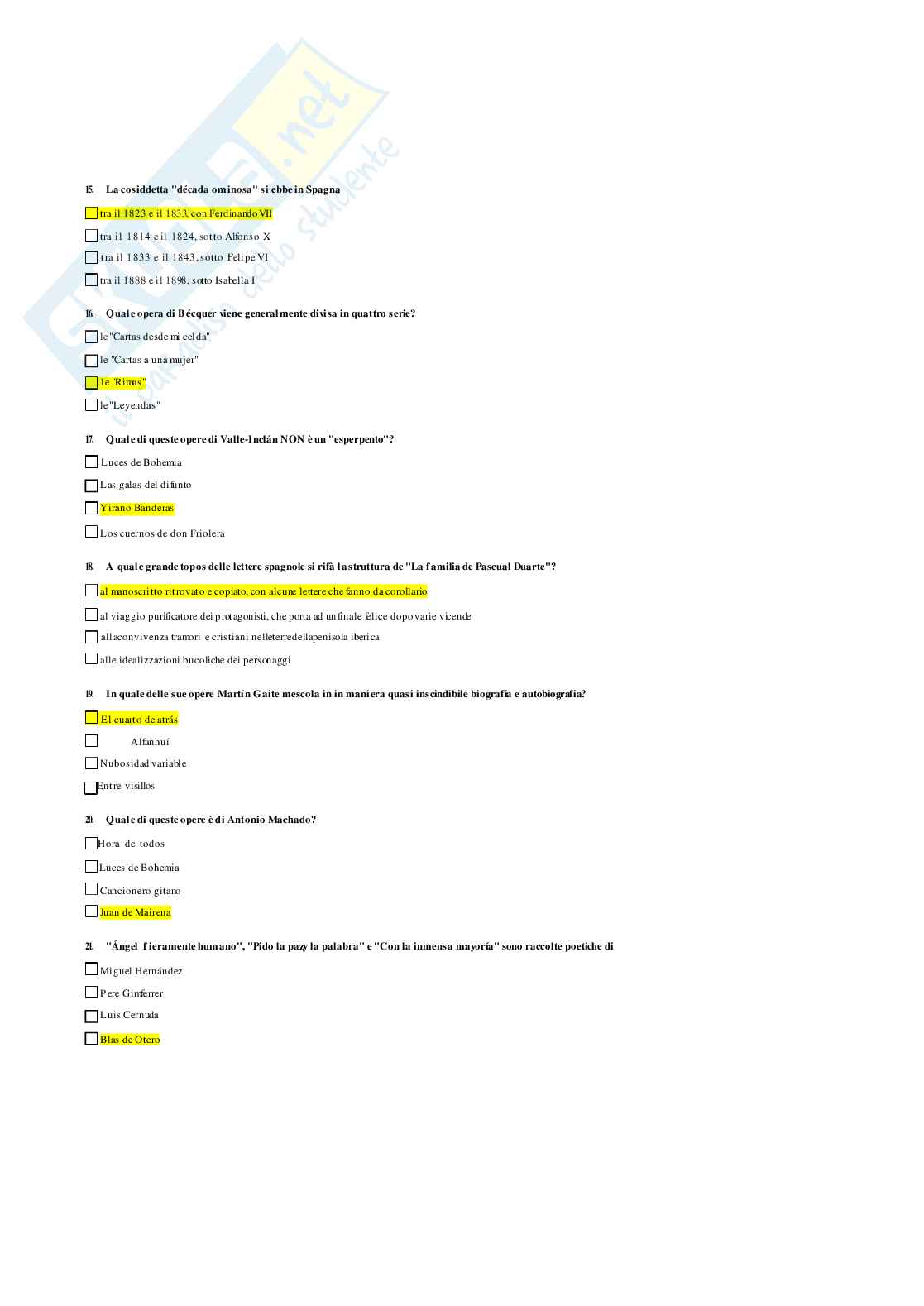 Paniere Letteratura spagnola 1 B  Pag. 66