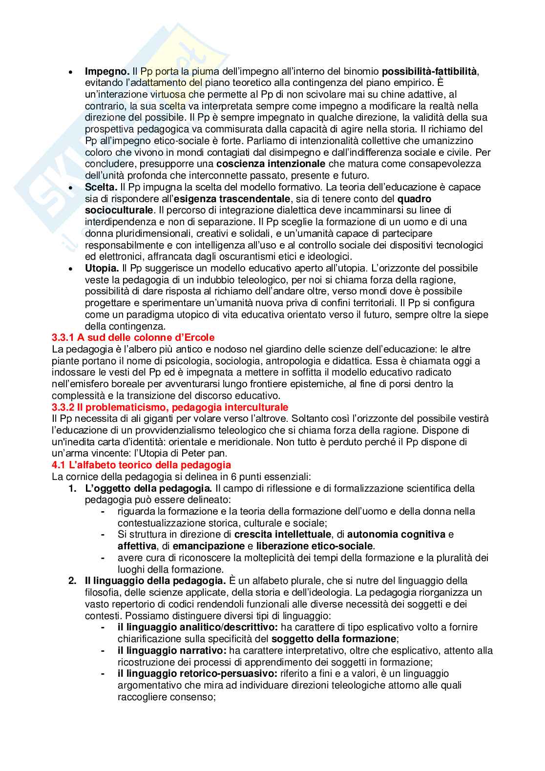 Riassunto esame Pedagogia generale , Prof. Tomarchio Maria, libro consigliato Manuale di pedagogia e didattica , Frabboni, Minerva Pag. 6