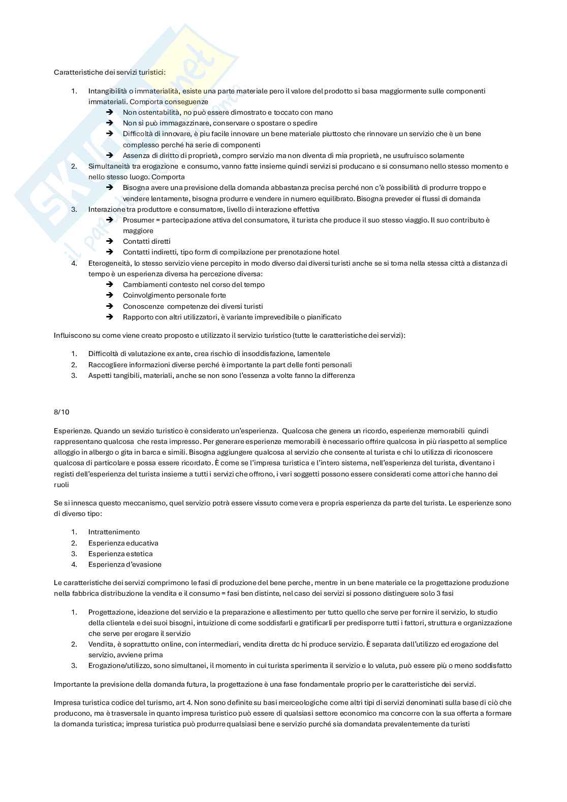 Riassunto esame Economia del turismo, Prof. Colombi Cristiano, libro consigliato Destinazioni e imprese turistiche , Benvolo, Grasso Pag. 2
