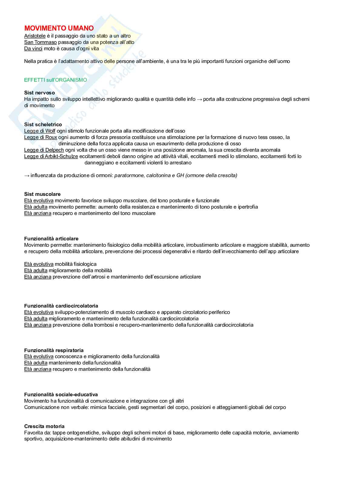 Teoria e metodologia del movimento umano  Pag. 1