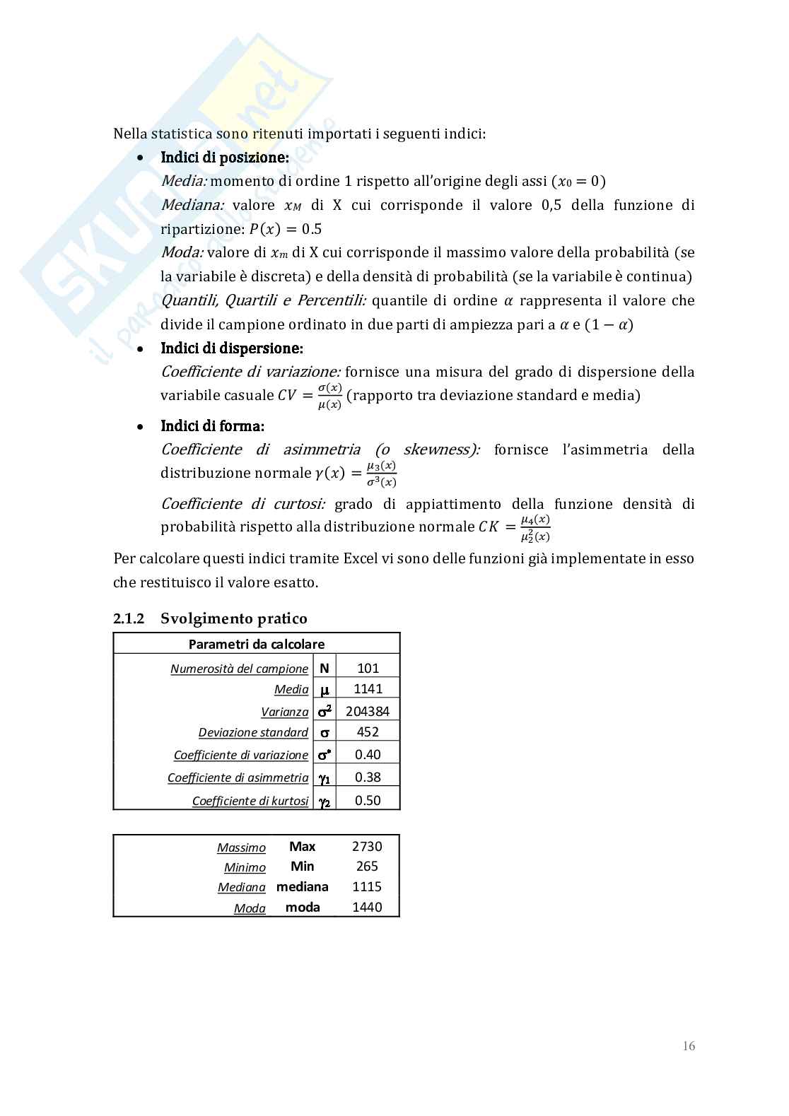 Relazione delle 10 esercitazioni di Idrologia e infrastrutture idrauliche Pag. 16