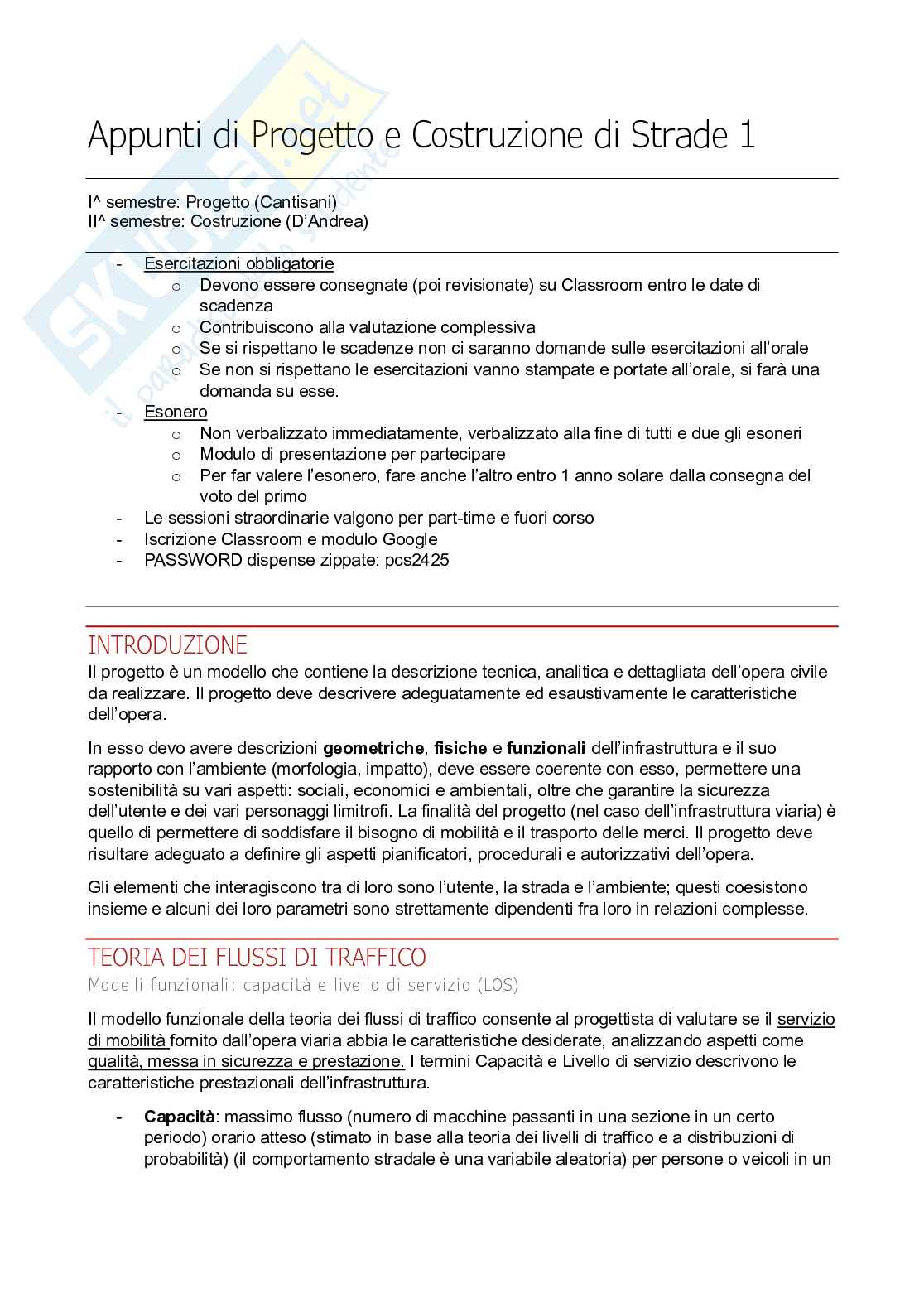 Appunti di Progetto di strade Pag. 1