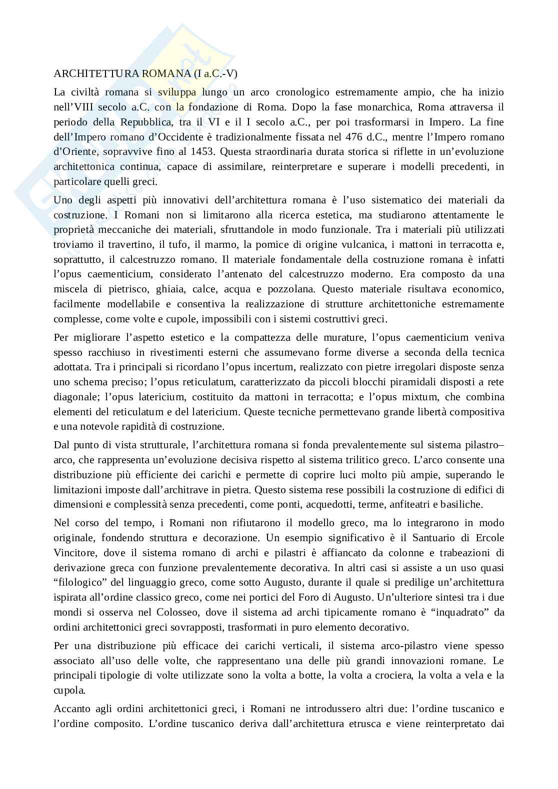 Riassunto esame Storia dell'architettura, Prof. Sutera Domenica, libro consigliato Lineamenti di storia dell'architettura, A.A.V.V. Pag. 1