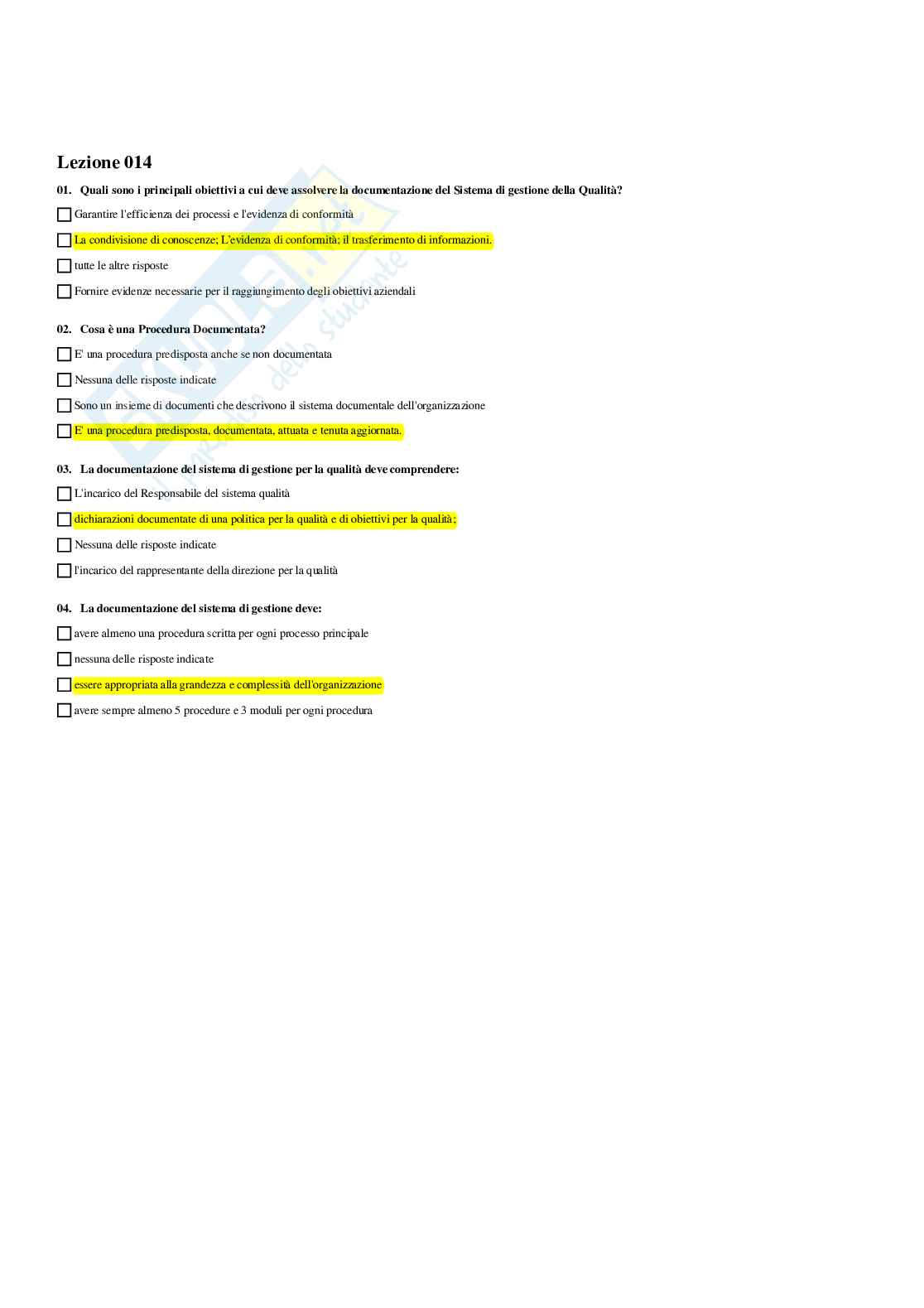 Paniere Completo di Sistemi di gestione e l'organizzazione aziendale (2025) - Risposte multiple Pag. 21