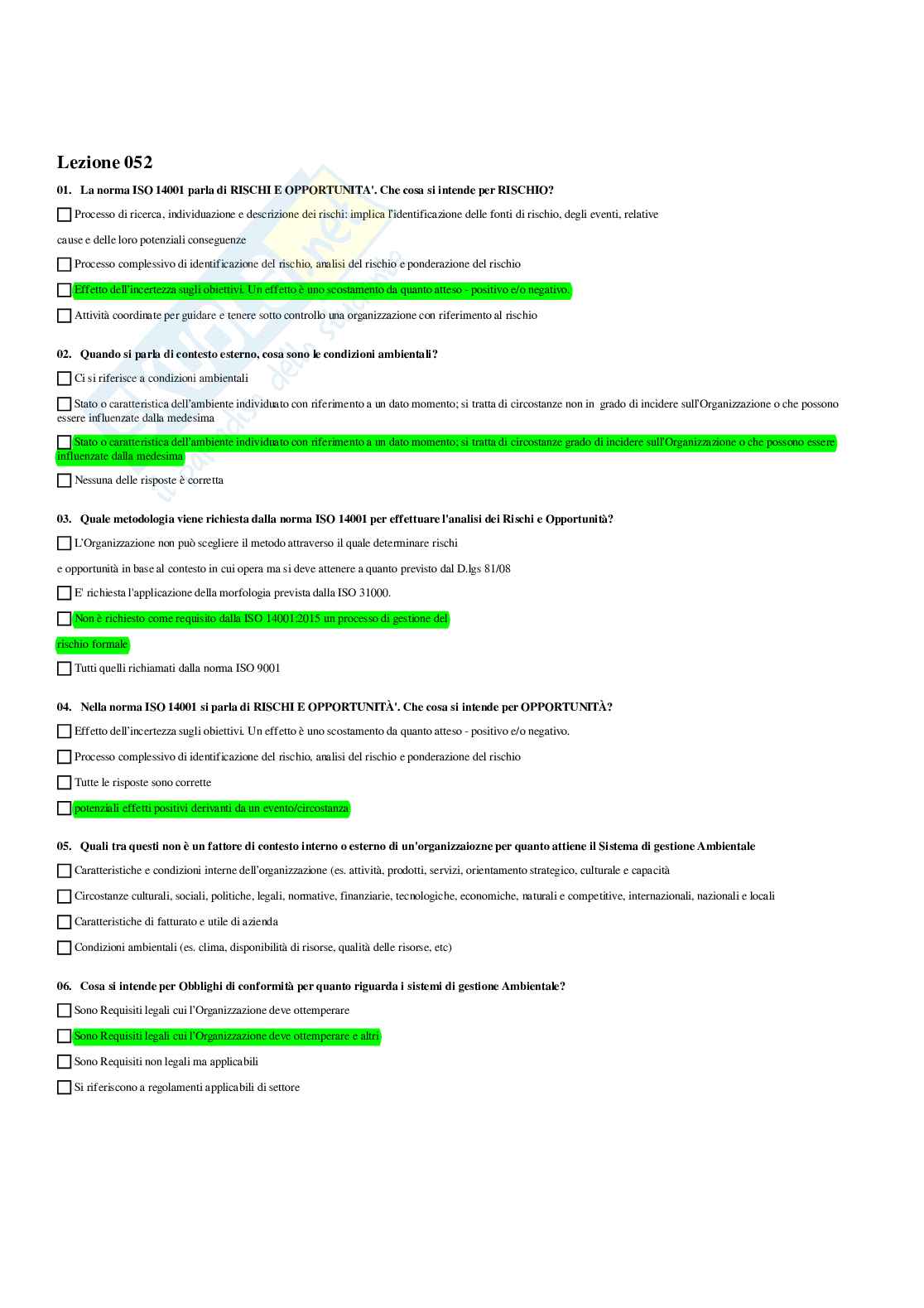 Paniere Completo di Sistemi di gestione e l'organizzazione aziendale (2025) - Risposte multiple Pag. 46