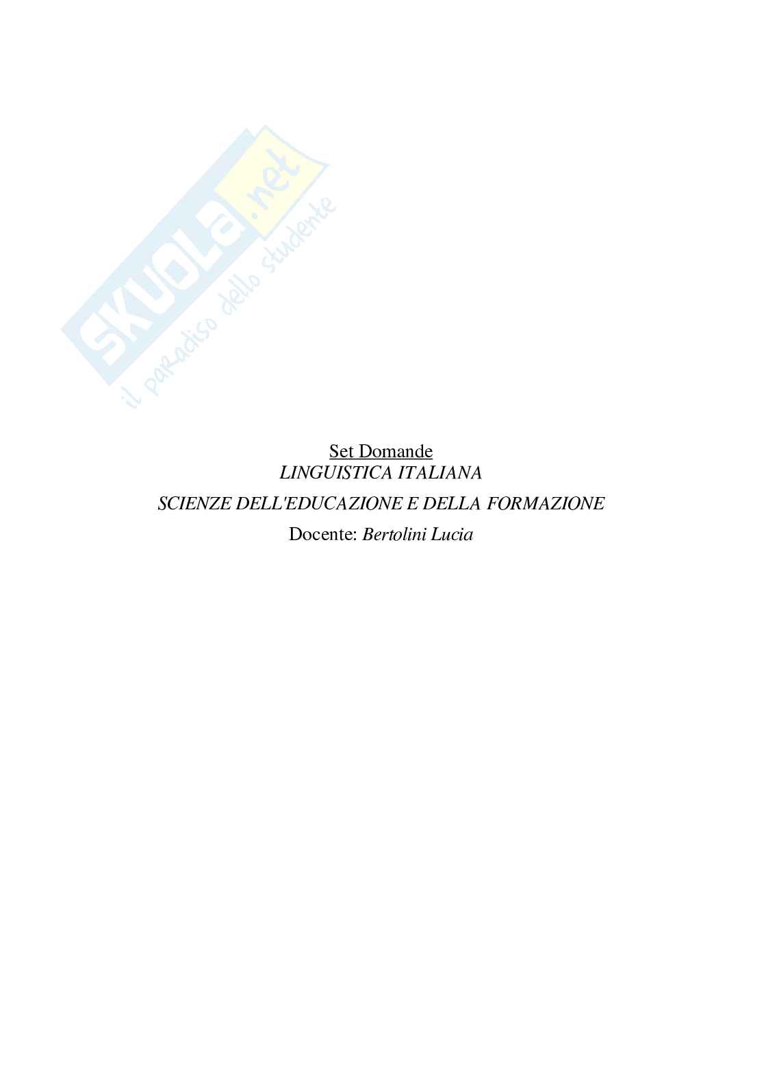 Paniere Linguistica italiana - Risposte multiple - aggiornato (2026) Pag. 1