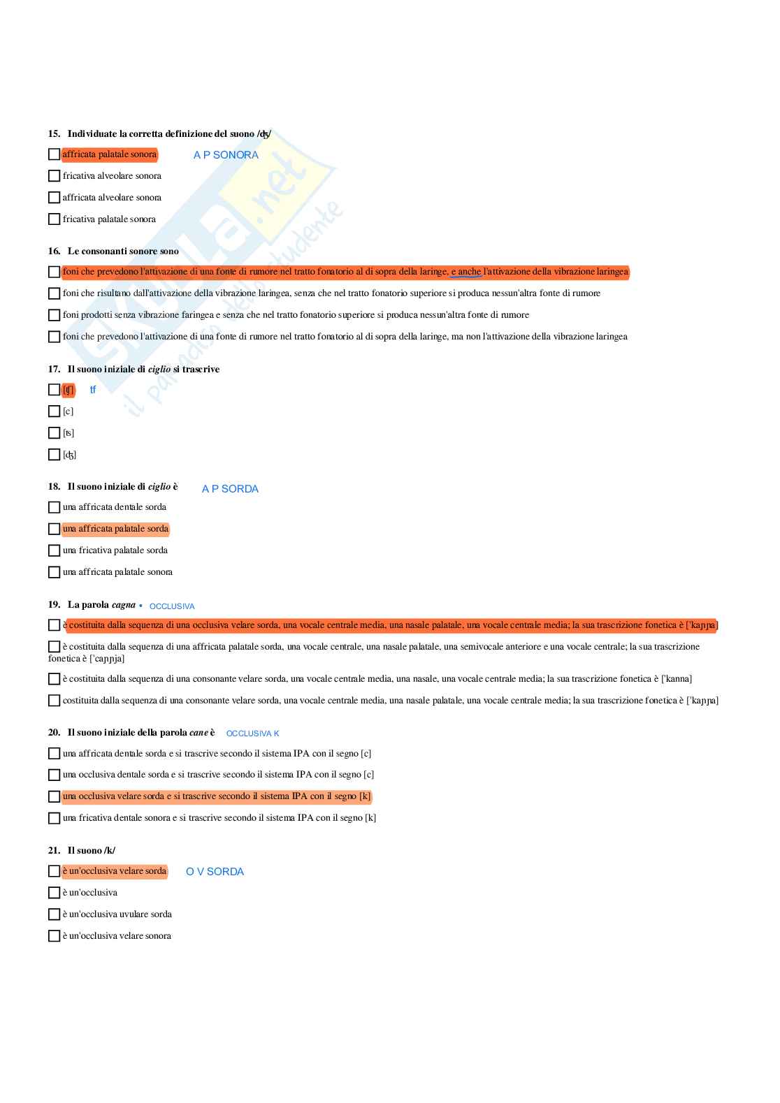 Paniere Linguistica italiana - Risposte multiple - aggiornato (2026) Pag. 21