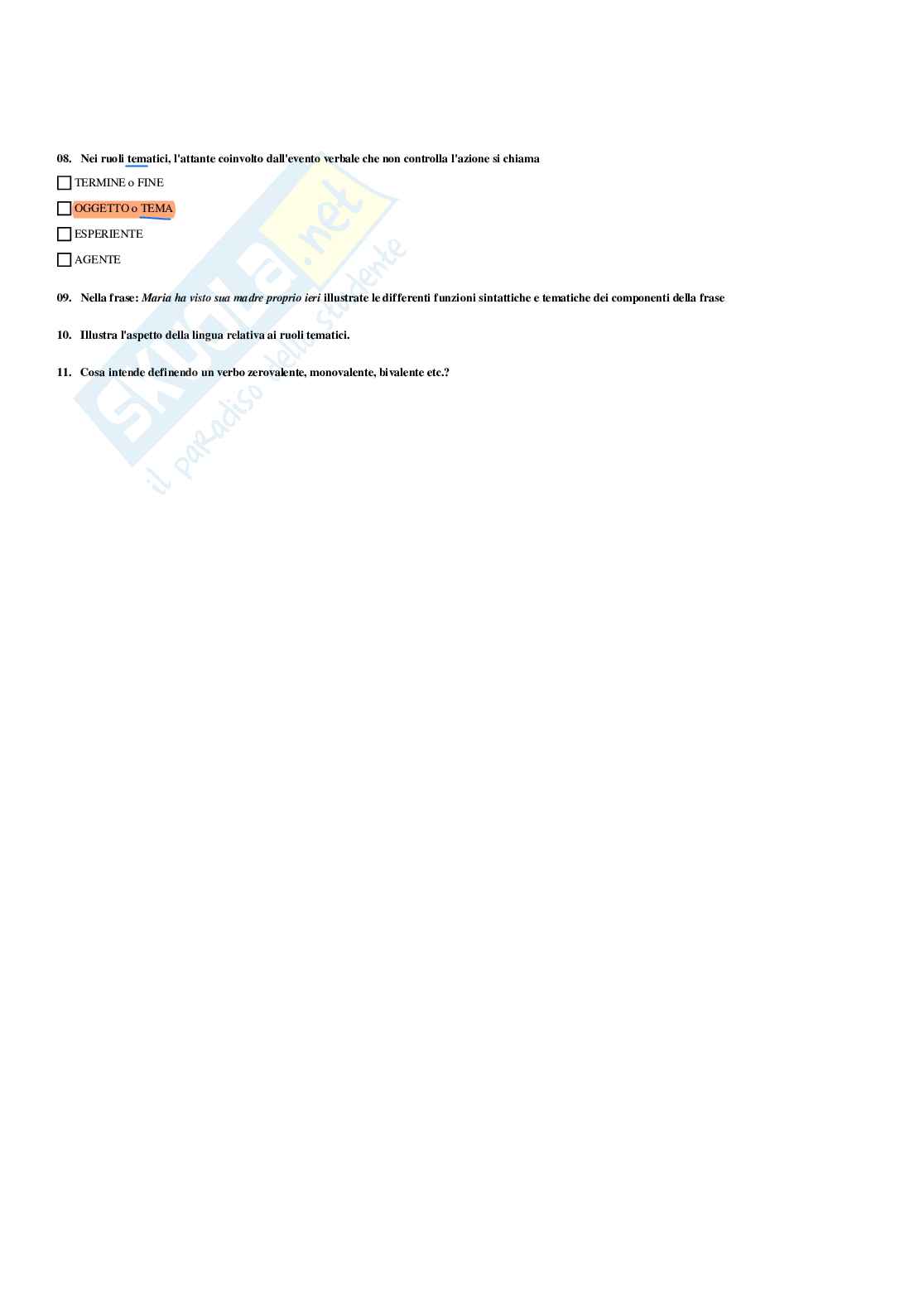 Paniere Linguistica italiana - Risposte multiple - aggiornato (2026) Pag. 41