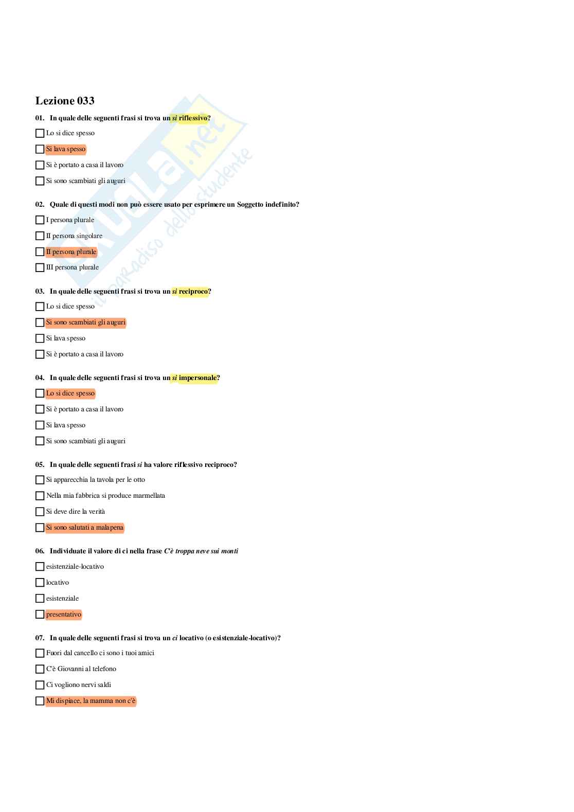 Paniere Linguistica italiana - Risposte multiple - aggiornato (2026) Pag. 46