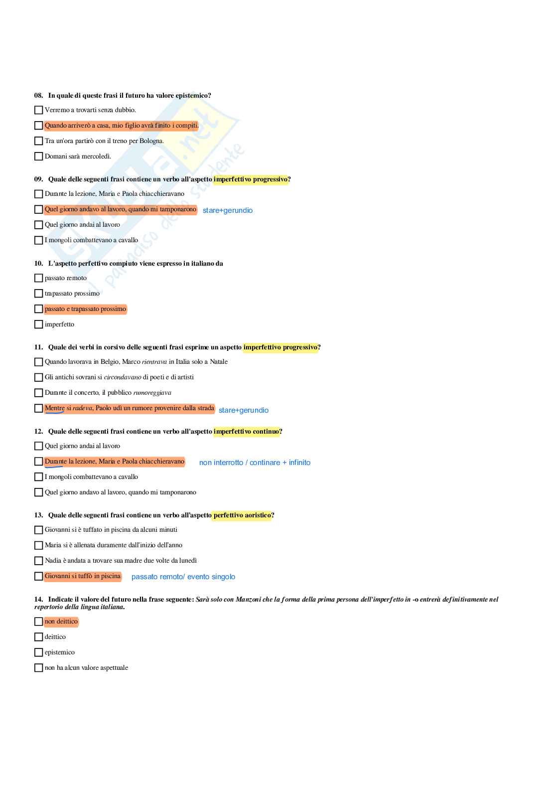 Paniere Linguistica italiana - Risposte multiple - aggiornato (2026) Pag. 51