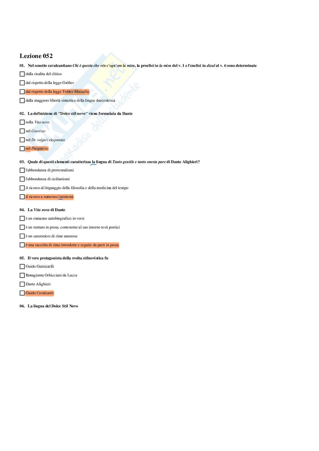 Paniere Linguistica italiana - Risposte multiple - aggiornato (2026) Pag. 66