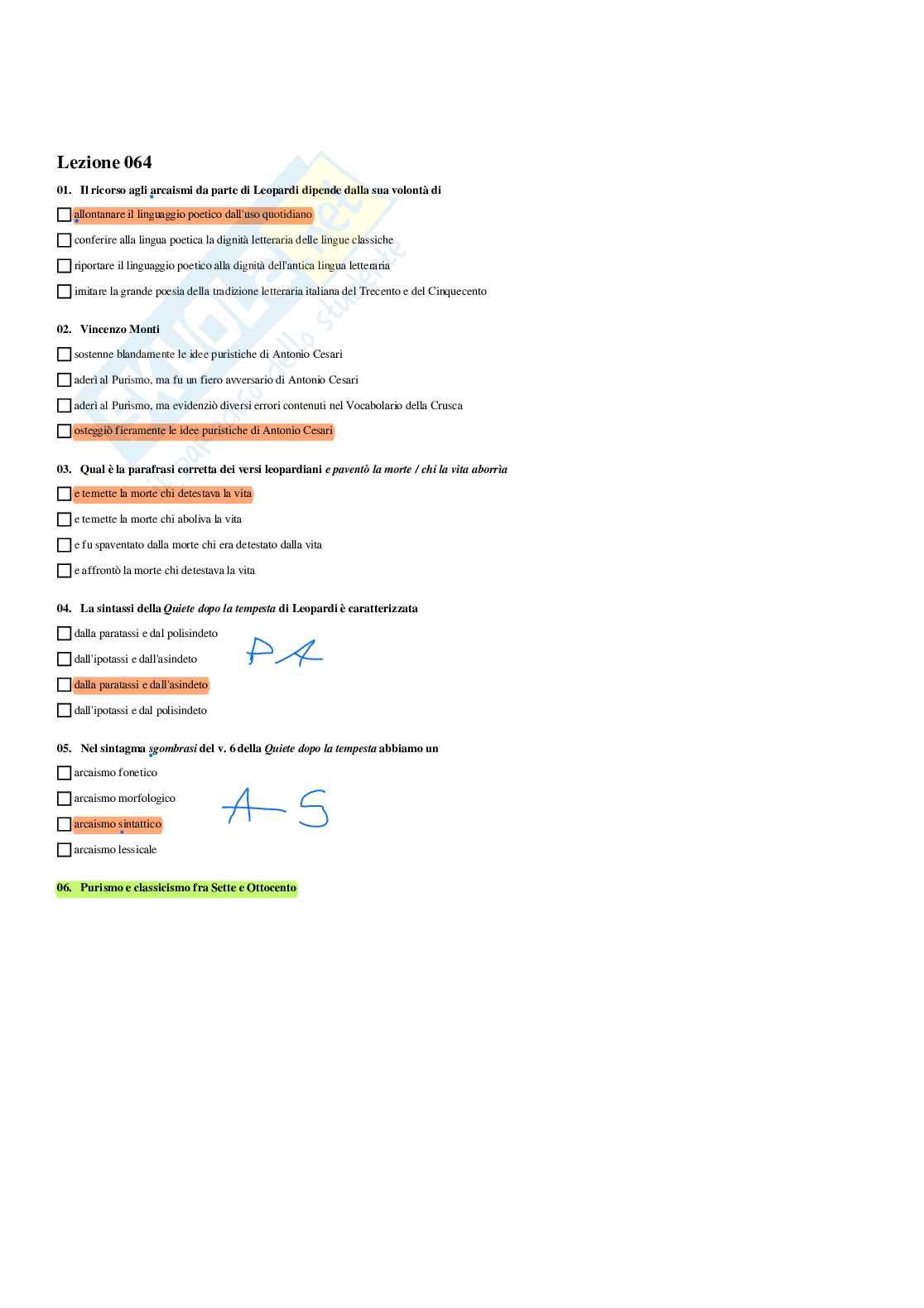 Paniere Linguistica italiana - Risposte multiple - aggiornato (2026) Pag. 81