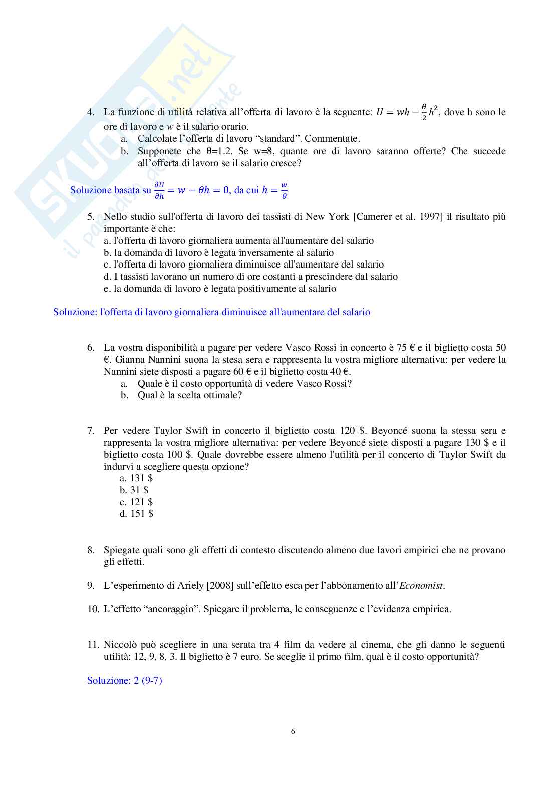 Esercizi svolti Economia comportamentale  Pag. 6