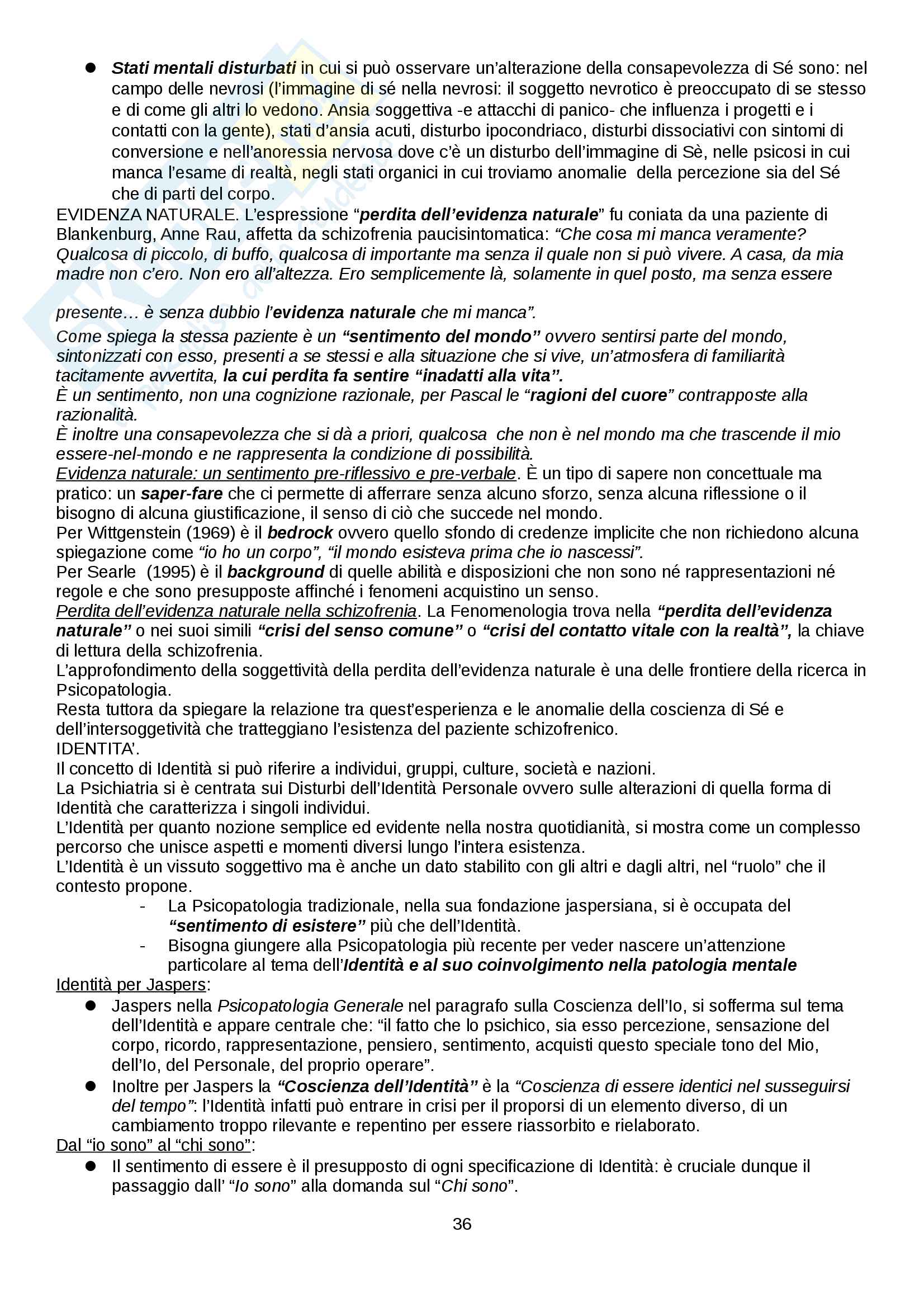 Riassunto esame Psicopatologia Generale, docente: Luigi Janiri, libro consigliato: Sims- IV Edizione, Introduzione alla psicopatologia descrittiva, Femi Oyebode Pag. 36