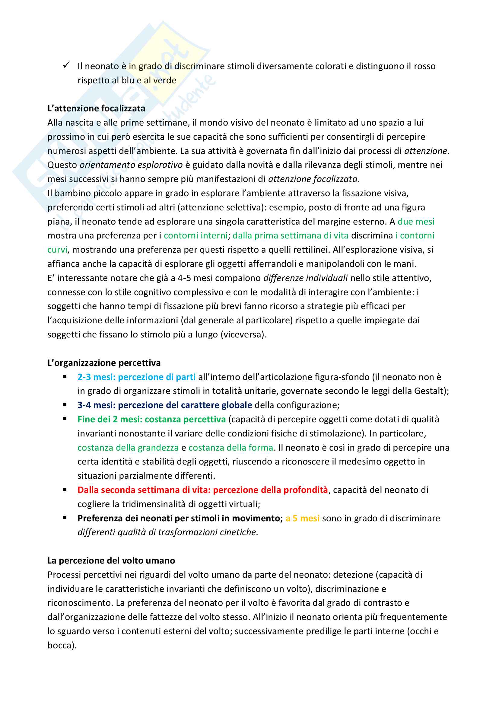 Lo sviluppo percettivo Pag. 6