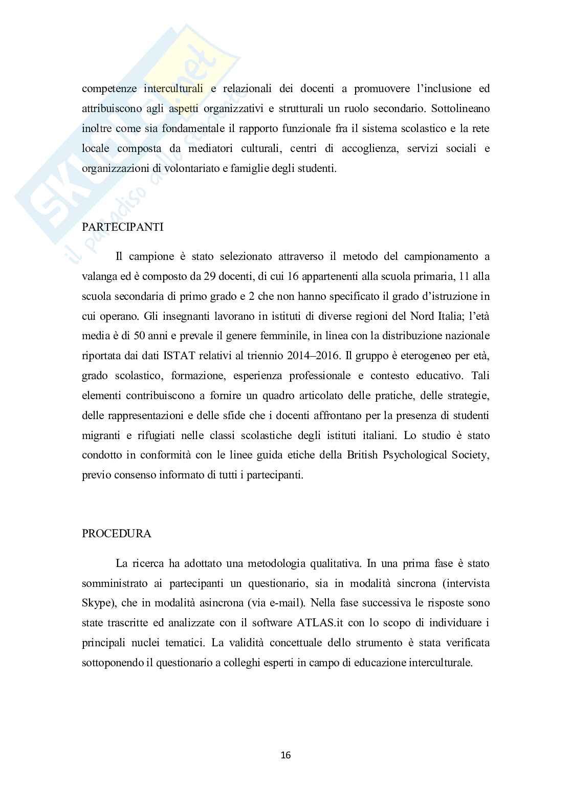 Processi di inclusione scolastica e diversità culturale: il ruolo degli insegnanti e dei contesti educativi Pag. 16