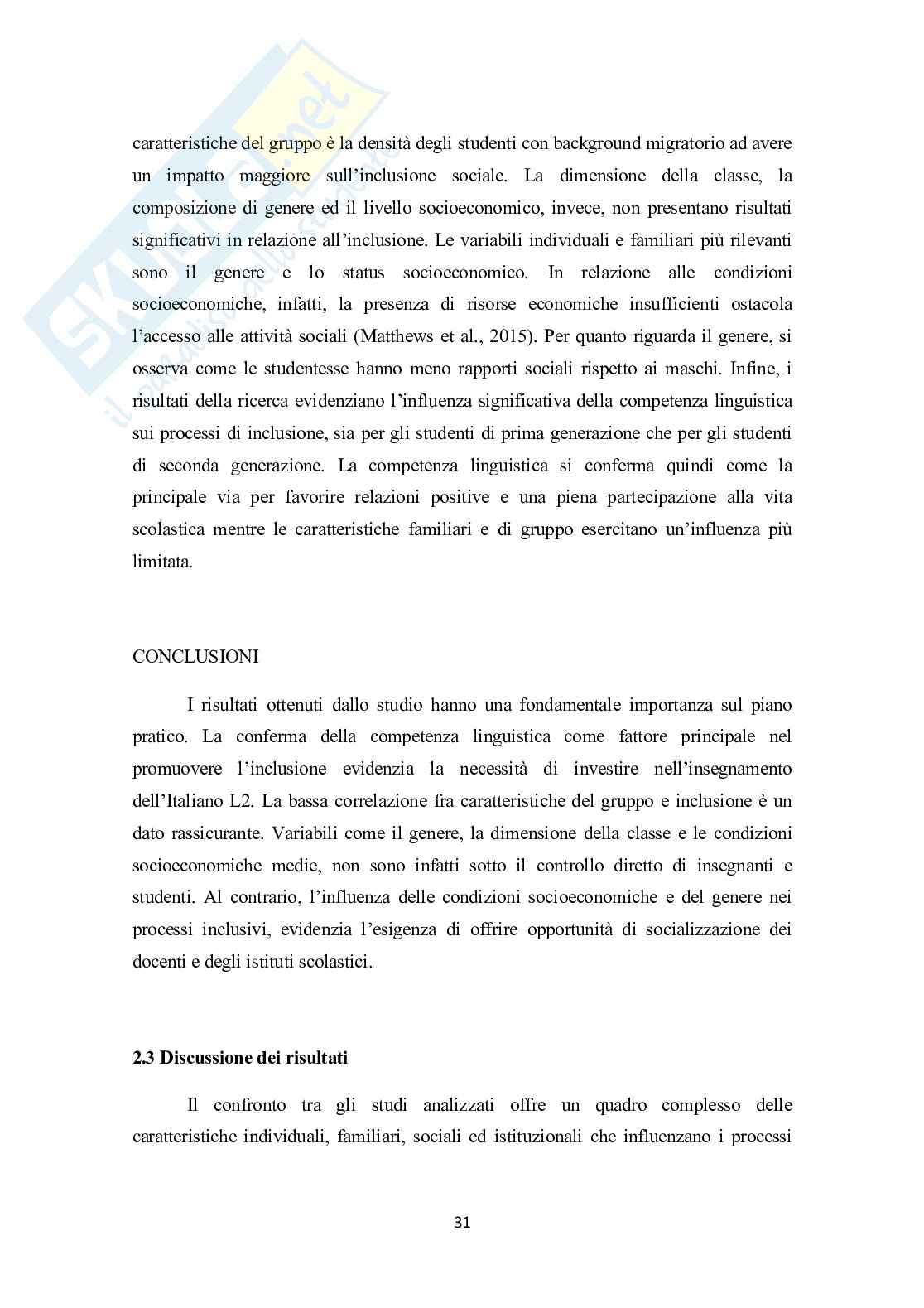 Processi di inclusione scolastica e diversità culturale: il ruolo degli insegnanti e dei contesti educativi Pag. 31