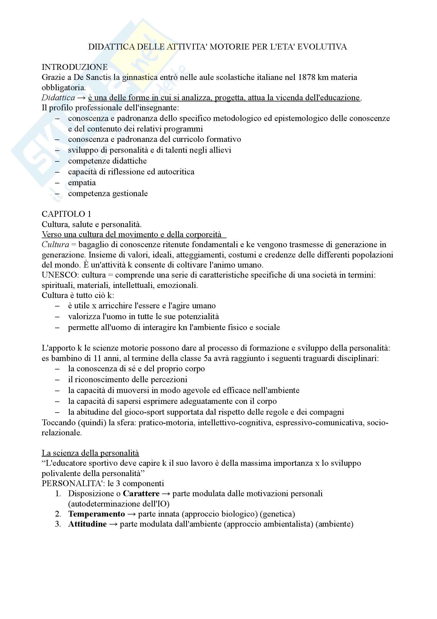 Teoria, tecnica e didattica dell'età evolutiva Pag. 1