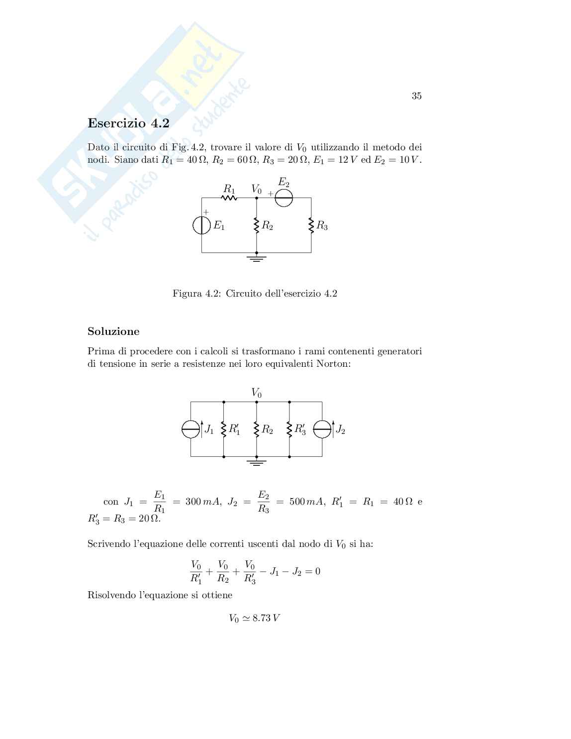 Esercizi in cc per l'esame di Elettrotecnica e macchine elettriche Pag. 51